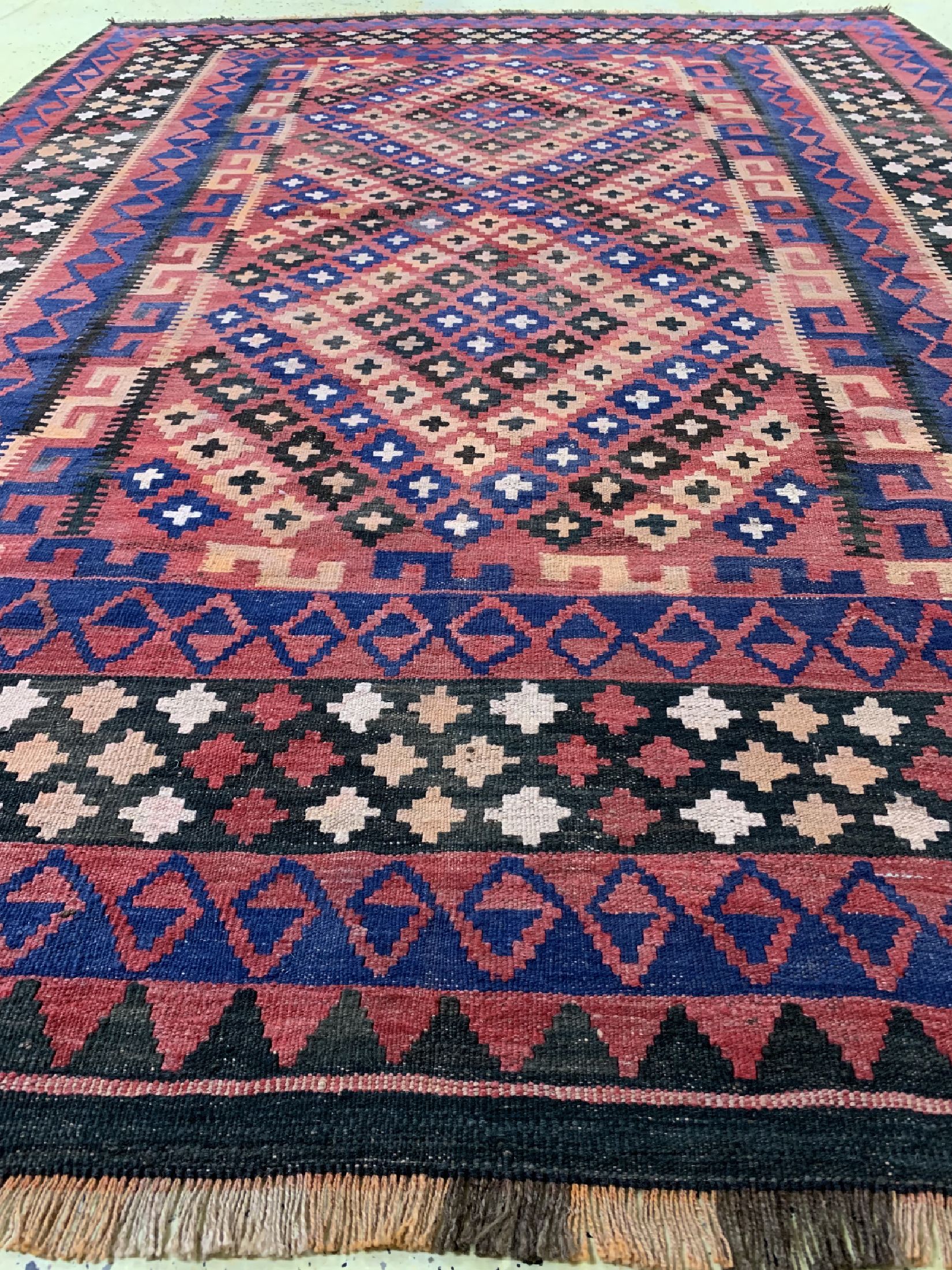 Detail c: Uzbek Kelim, Uzbekistan, um 1960, Wolle aufWolle, ca. 273 x 200 cm, EHZ: 1-2
