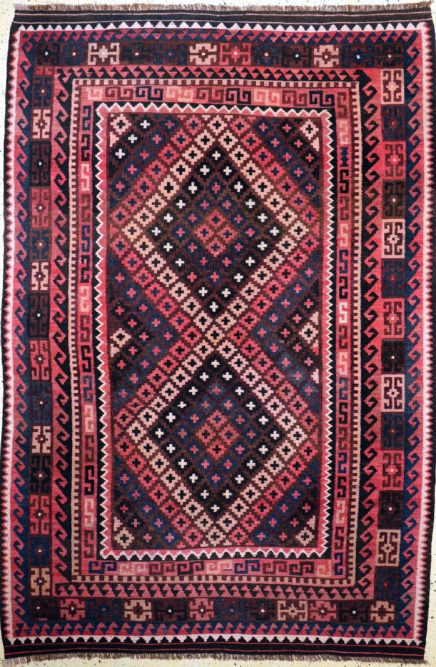 Uzbek Kelim, Uzbekistan, um 1960, Wolle aufWolle, ca. 290 x 195 cm, EHZ: 1-2