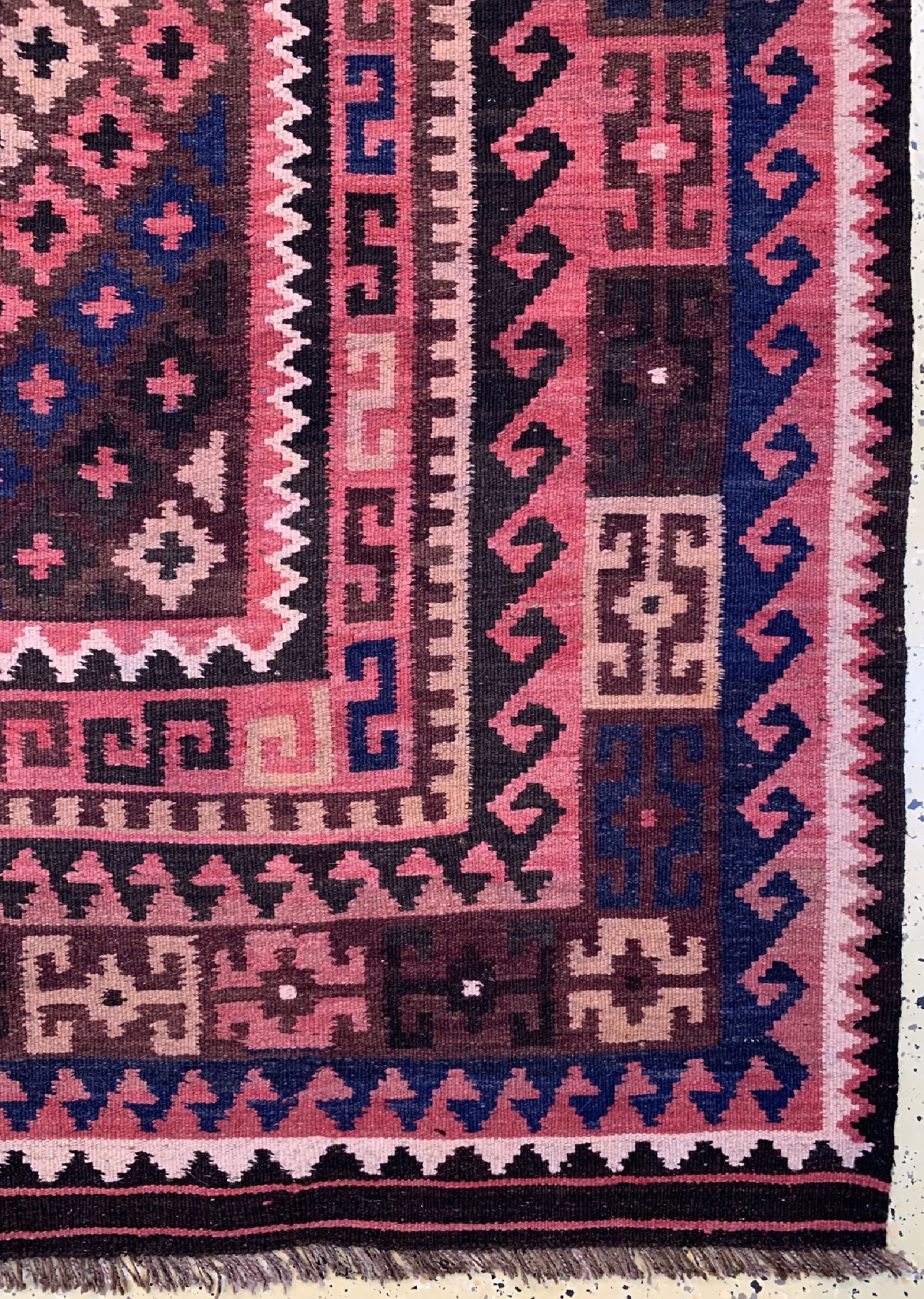 Detail a: Uzbek Kelim, Uzbekistan, um 1960, Wolle aufWolle, ca. 290 x 195 cm, EHZ: 1-2