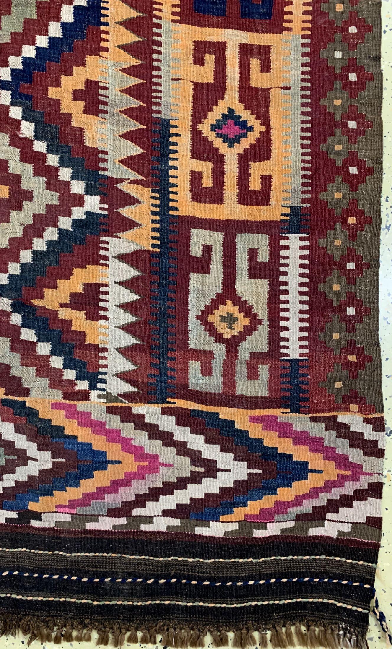 Detail a: Ersari Kelim antik, Afghanistan, um 1910/1920, Wolle auf Wolle, ca. 420 x 207 cm, EHZ: 2(restauriert)