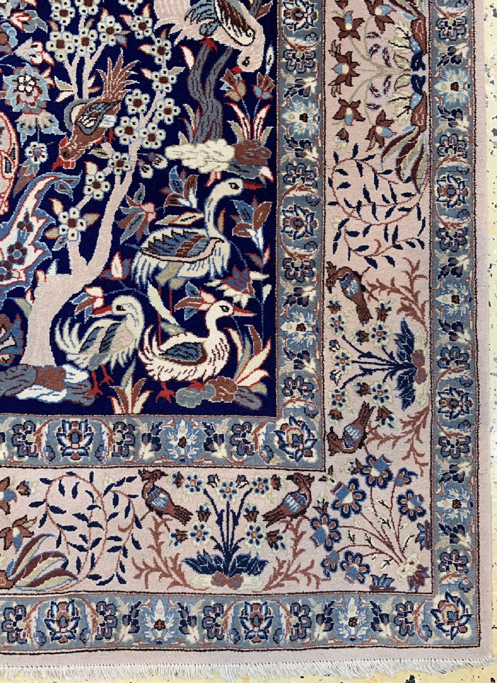 Detail a: Esfahan fein, Persien, um 1950, Korkwolle auf Seide, ca. 172 x 105 cm, ca. 1,0 Mio. Kn/qm, EHZ: 1-2