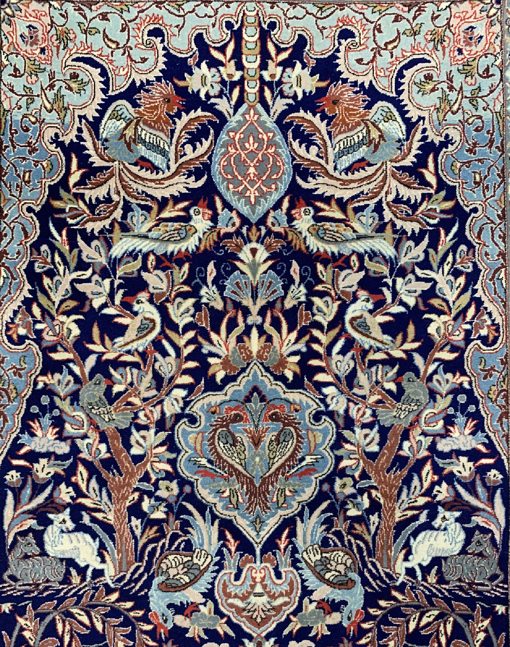 Detail c: Esfahan fein, Persien, um 1950, Korkwolle auf Seide, ca. 172 x 105 cm, ca. 1,0 Mio. Kn/qm, EHZ: 1-2