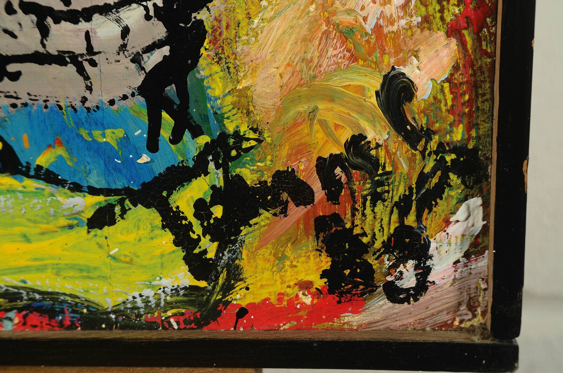 Detail a: Thomas Salzmann, zeitgen. Künstler aus Wörth, "Max Beckmann trifft sterbenden Bankier in gotischer Kathedrale", rückseitig so betitelt, ...