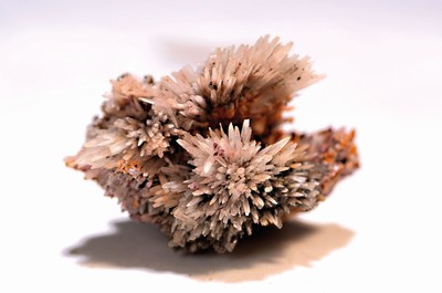 Image 26710780 - Aragonite on matrix from the classic site in Leogang, Zell am See, Aragonite is mostly colorless and transparent, but can take on a wide variety of colors through additions and crystallizes in a wide variety of shapes, orthorhombic, 4x2.5x4 cm, the fibrous- fascinating stem-shaped aragonite triplet crystals from this location in Austria