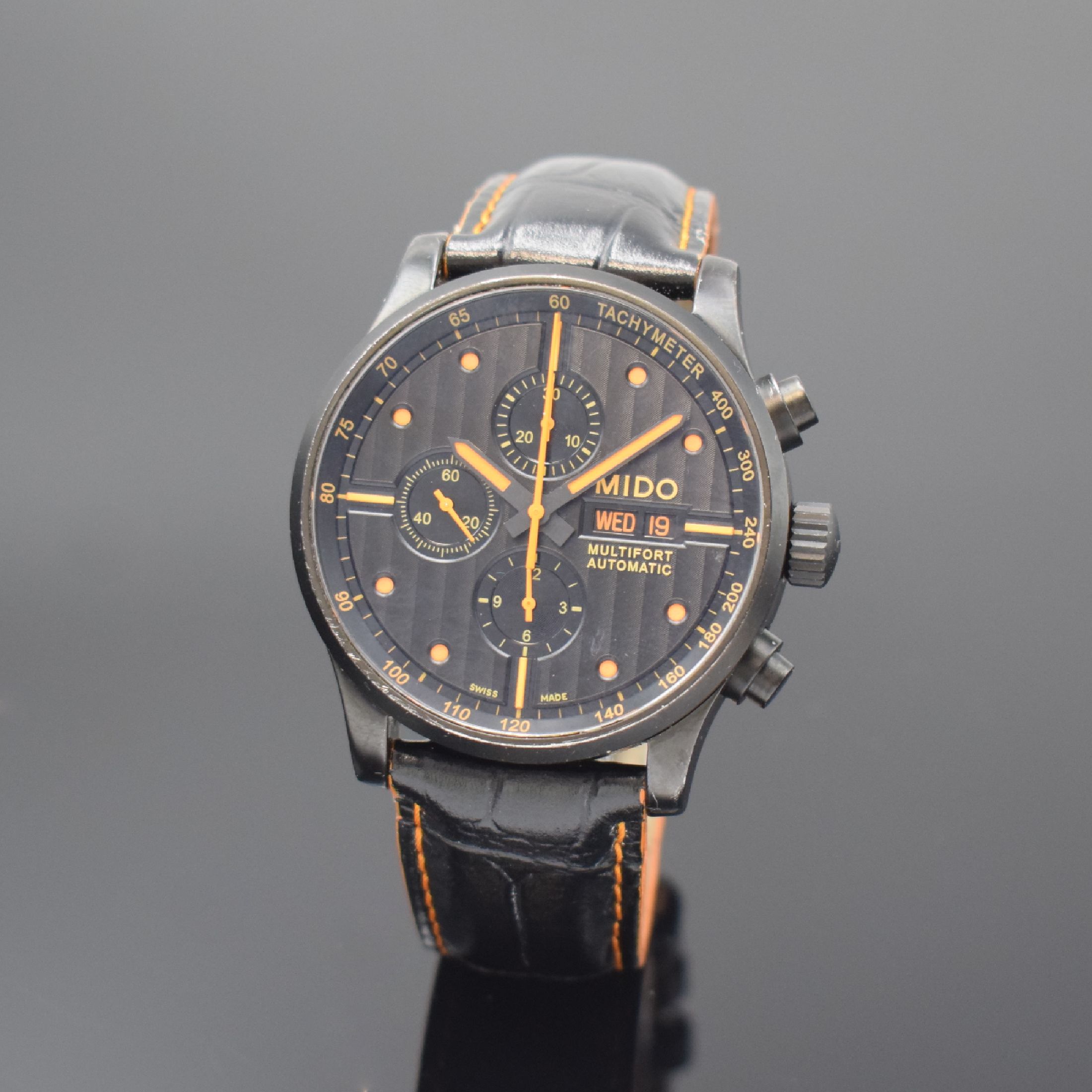 MIDO Armbandchronograph Multifort Special Edition Referenz M005614A, Automatik, Schweiz um 2013, PVD beschichtetes Edelstahlgeh. inkl. orig. ...