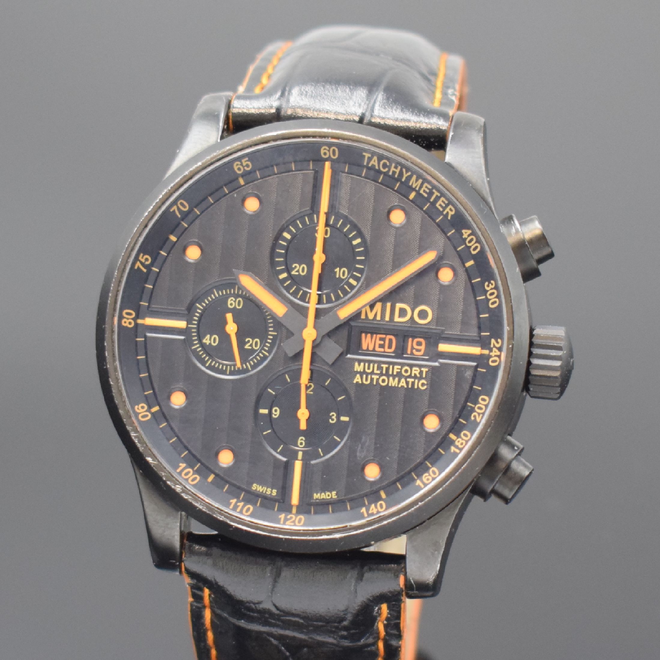 Detail a: MIDO Armbandchronograph Multifort Special Edition Referenz M005614A, Automatik, Schweiz um 2013, PVD beschichtetes Edelstahlgeh. inkl. orig. ...