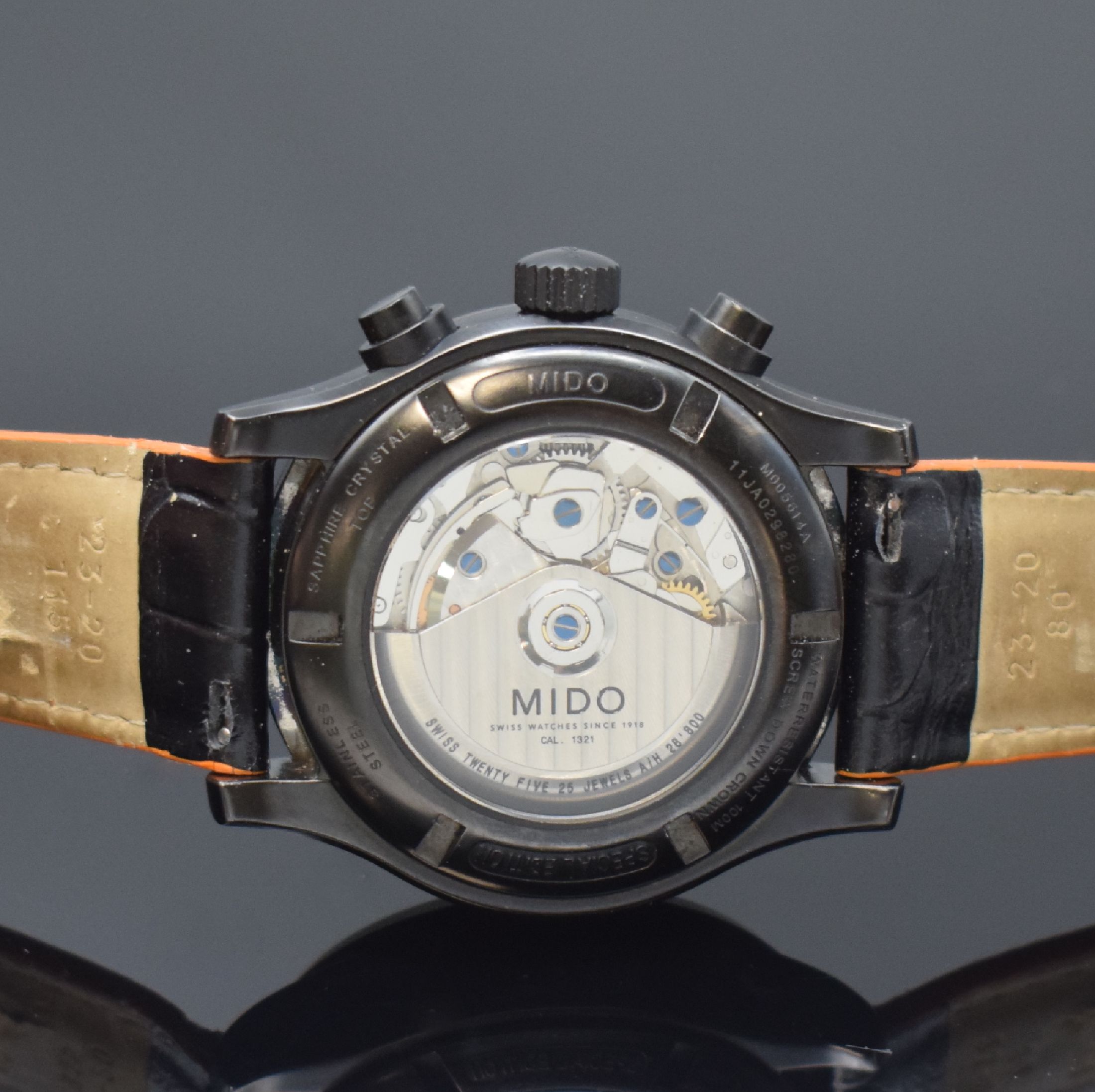 Detail d: MIDO Armbandchronograph Multifort Special Edition Referenz M005614A, Automatik, Schweiz um 2013, PVD beschichtetes Edelstahlgeh. inkl. orig. ...