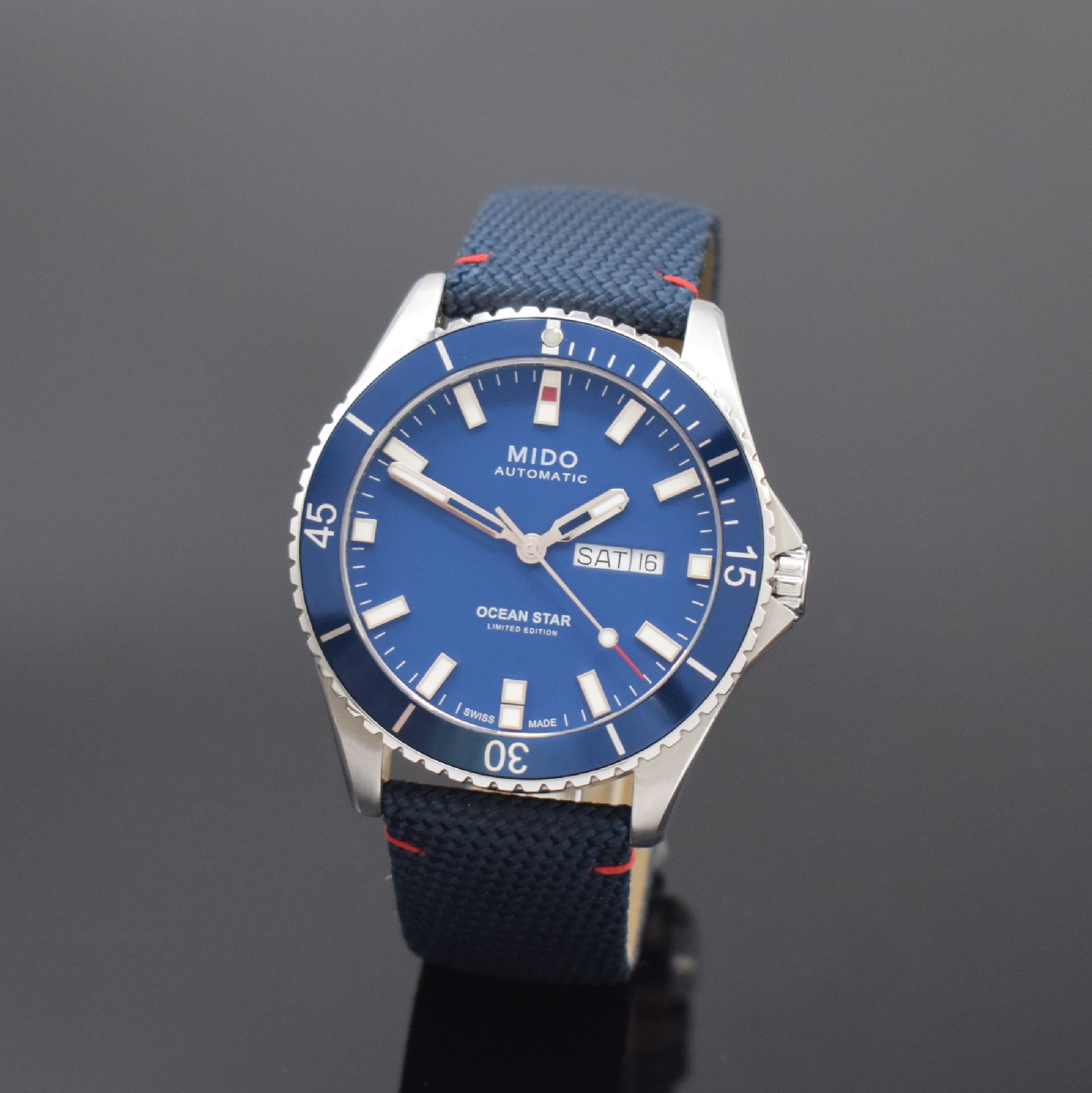 MIDO Ocean Star auf 1841 Stück limitierte Herrenarmbanduhr 20th Anniversary Inspired By Architecture Referenz M026430A, Automatik, Schweiz um 2022, ...
