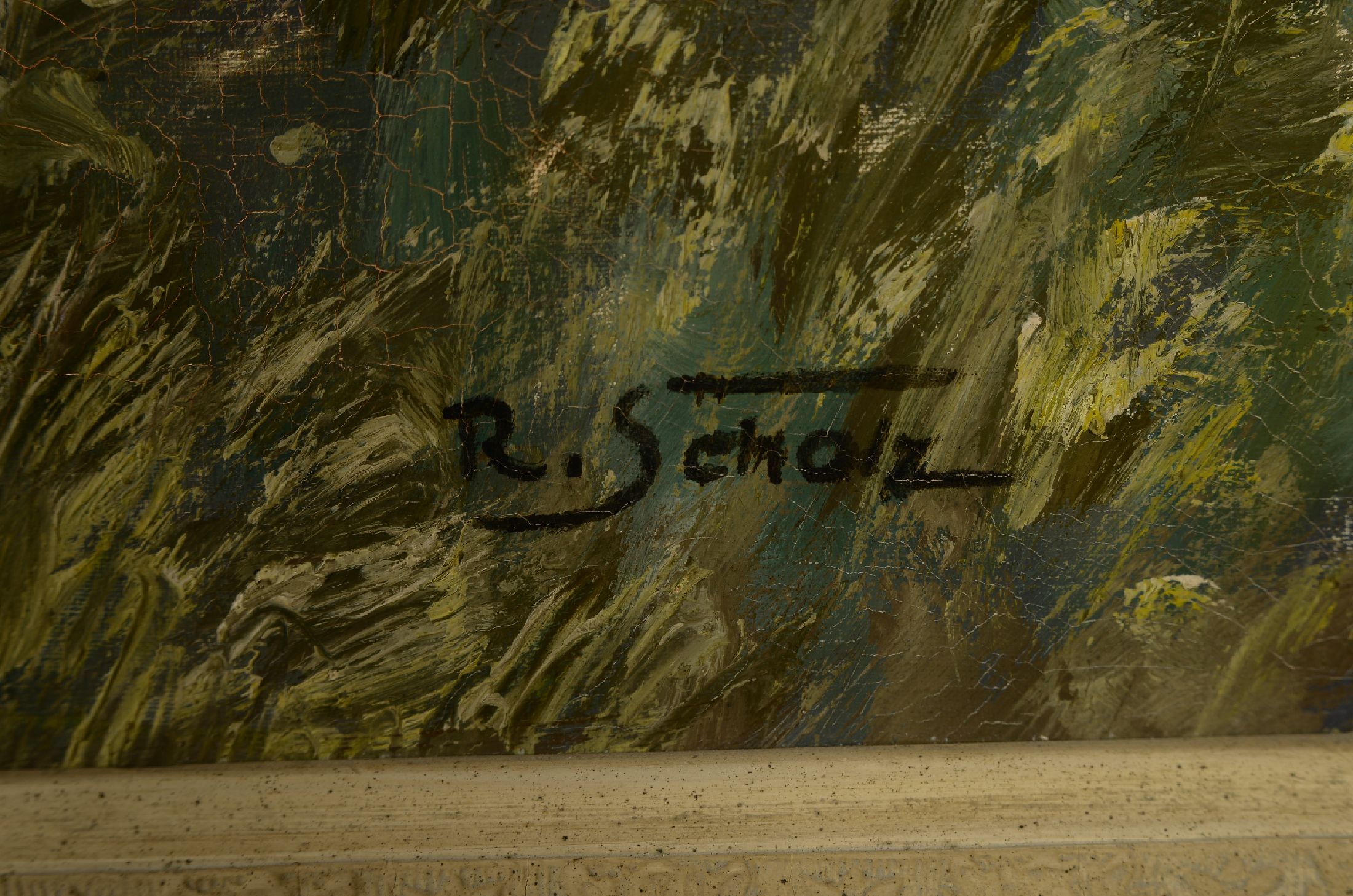 Detail a: Richard Scholz, 1860-1939, Bock und Ricke im Winterwald, Öl/Lwd, signiert, ca. 60 x 80 cm, Rahmen