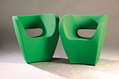 Image 26711182 - Four Moroso armchairs, designed by Ron Arad for Moroso, Victoria and Albert Collection Italy, around 2005-2010, green textile cover, brand label on the bottom, approx. 70 x 74 x 60 cm, single room 2