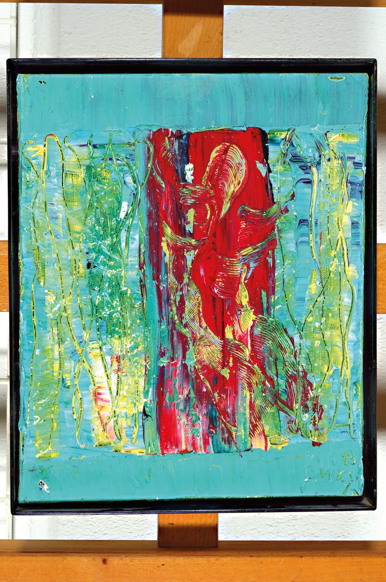 Dietmar Brixy, geb. 1961 Mannheim, Studium an der Akademie in Karlsruhe, ohne Titel, Öl/Lwd., signiert, ca. 30 x 24 cm,Metallleiste