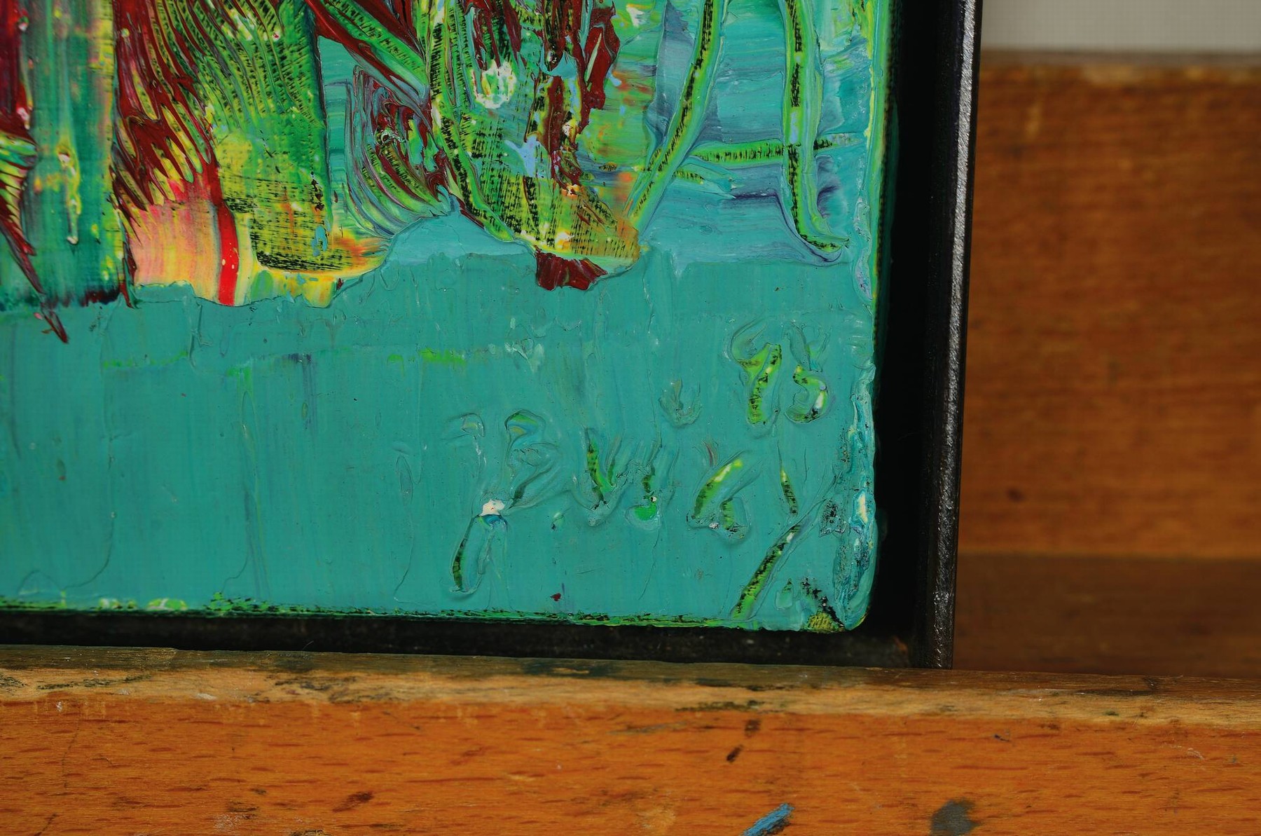 Detail a: Dietmar Brixy, geb. 1961 Mannheim, Studium an der Akademie in Karlsruhe, ohne Titel, Öl/Lwd., signiert, ca. 30 x 24 cm,Metallleiste