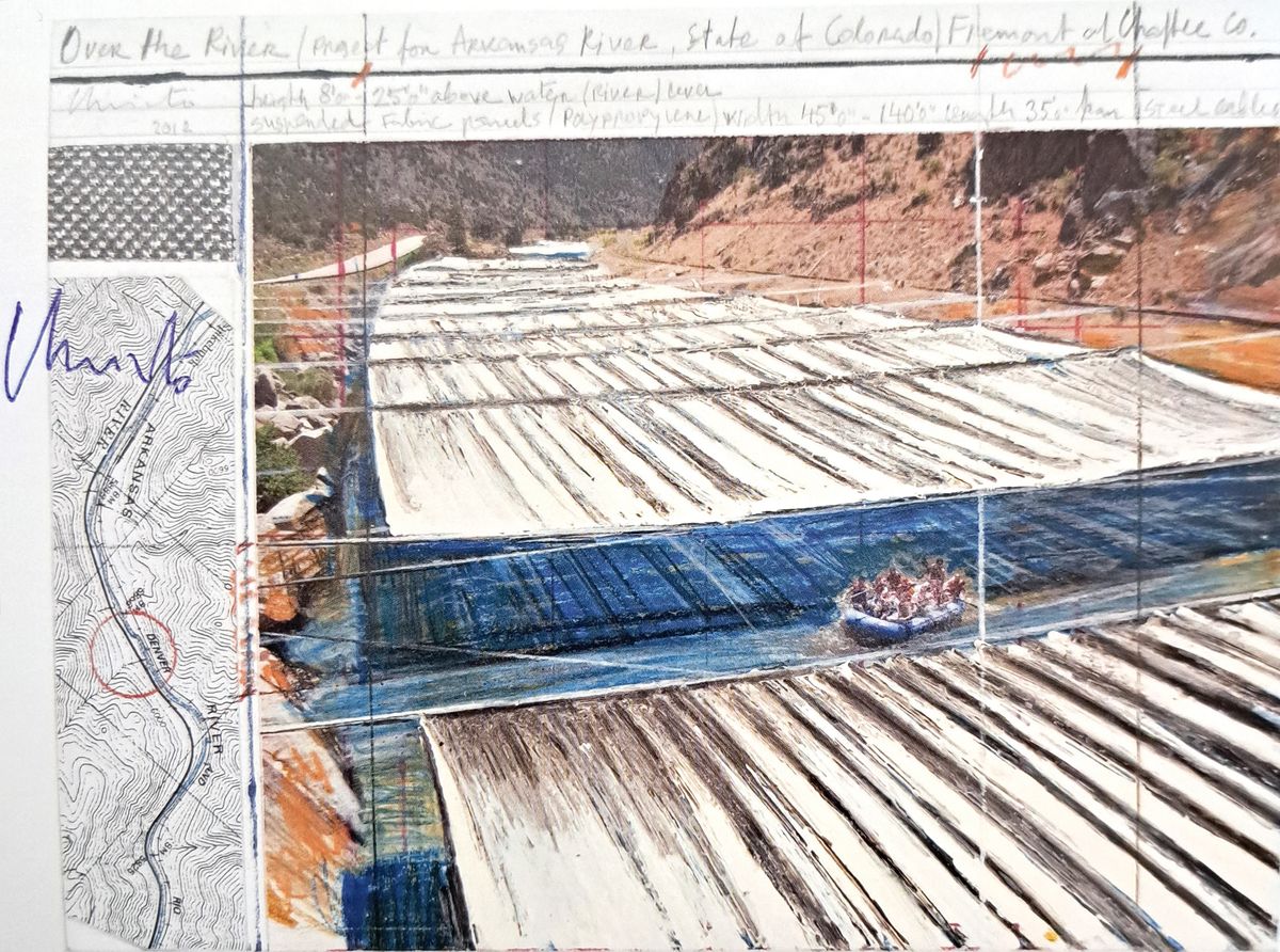 Christo, Konvolut aus 3 Offsets aus verschiedenen Projekten, jeweils handsign., Christo und teilweise zusätzlich seiner Frau Jeanne-Claude, Over The ...