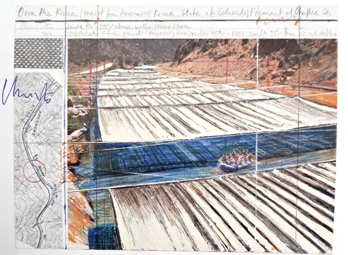Detail k: Christo, Konvolut aus 3 Offsets aus verschiedenen Projekten, jeweils handsign., Christo und teilweise zusätzlich seiner Frau Jeanne-Claude, Over The ...