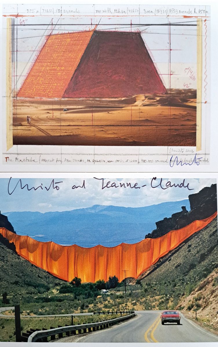 Detail l: Christo, Konvolut aus 3 Offsets aus verschiedenen Projekten, jeweils handsign., Christo und teilweise zusätzlich seiner Frau Jeanne-Claude, Over The ...