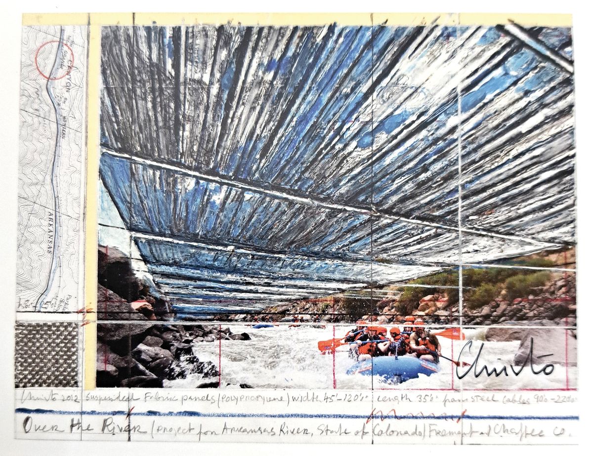 Detail k: Christo, Konvolut saus 3 Offsets aus verschiedenen Projekten, jeweils handsign., christo und teilweise zuätzlich seiner Frau Jeanne-Claude, Over the ...