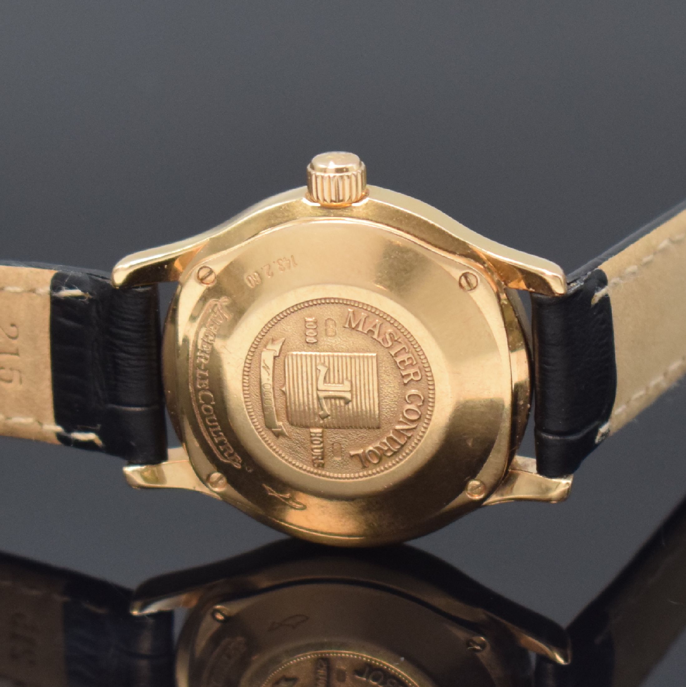 Detail c: Jaeger-LeCoultre Master Control Damenarmbanduhr in RG 750/000 Referenz 143.2.60, Schweiz um 1995, Automatik, Boden 4-fach verschr., silb. Zifferbl. ...