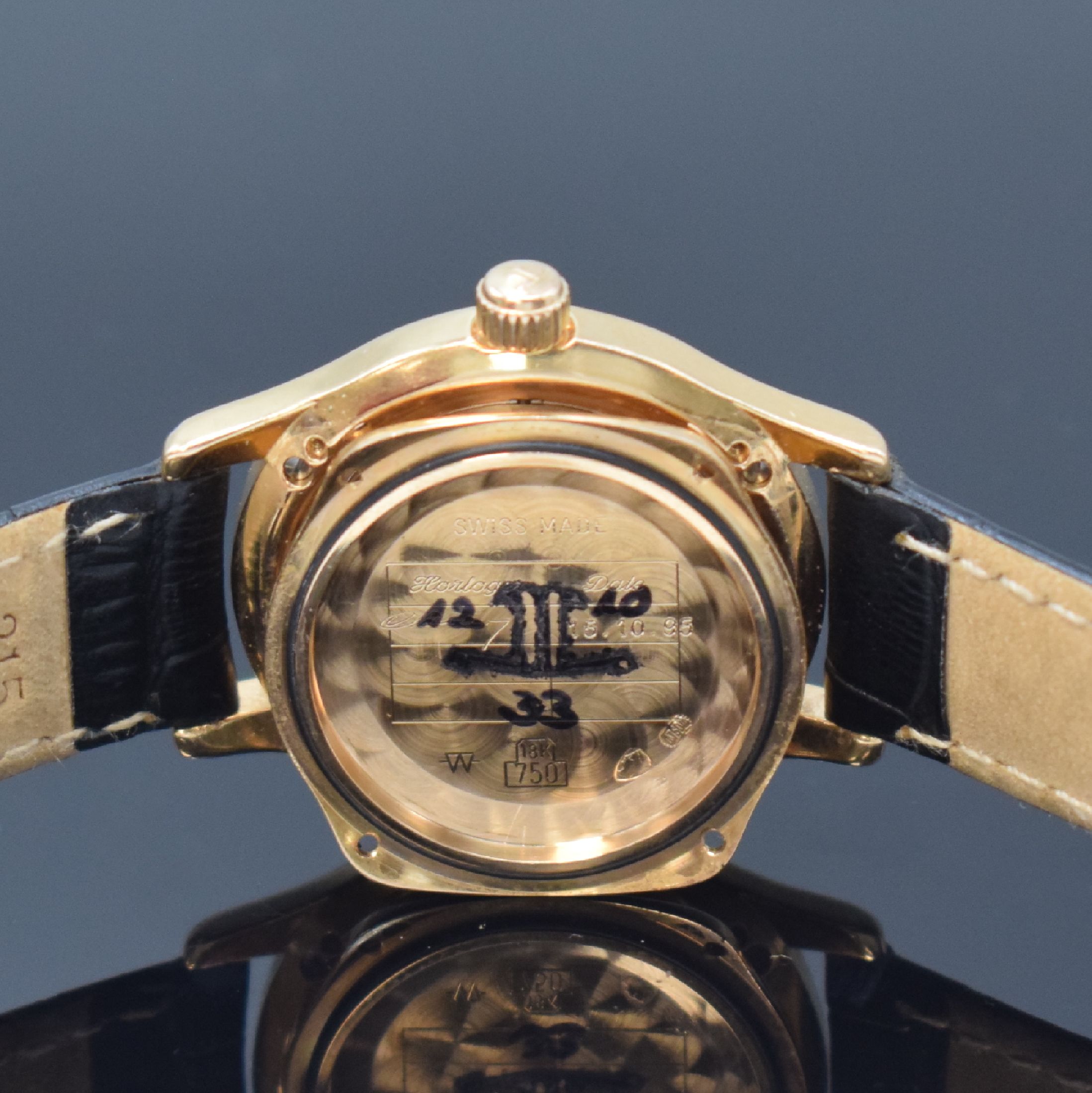 Detail f: Jaeger-LeCoultre Master Control Damenarmbanduhr in RG 750/000 Referenz 143.2.60, Schweiz um 1995, Automatik, Boden 4-fach verschr., silb. Zifferbl. ...