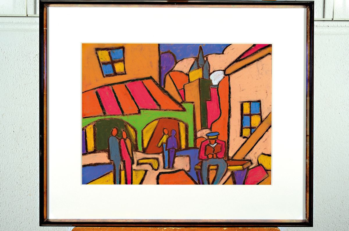 Miklos Farkashazy, 1895-1964, Stadt, Pastell auf Malkarton, rechts unten signiert, ca. 35.5x45.5cm, PP, u.Gl., R. ca. 54x64cm