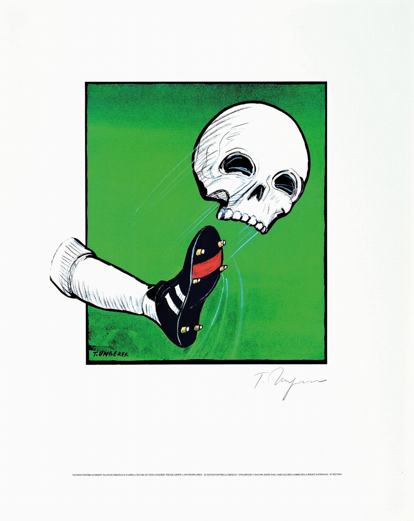Detail a: Tomi Ungerer, 1931-2019, 2 Farbserigraphien:Le foot contre le shoot, von 1990, auf Bütten, nicht num., Auflage 100 Exempl., rechts unten ...