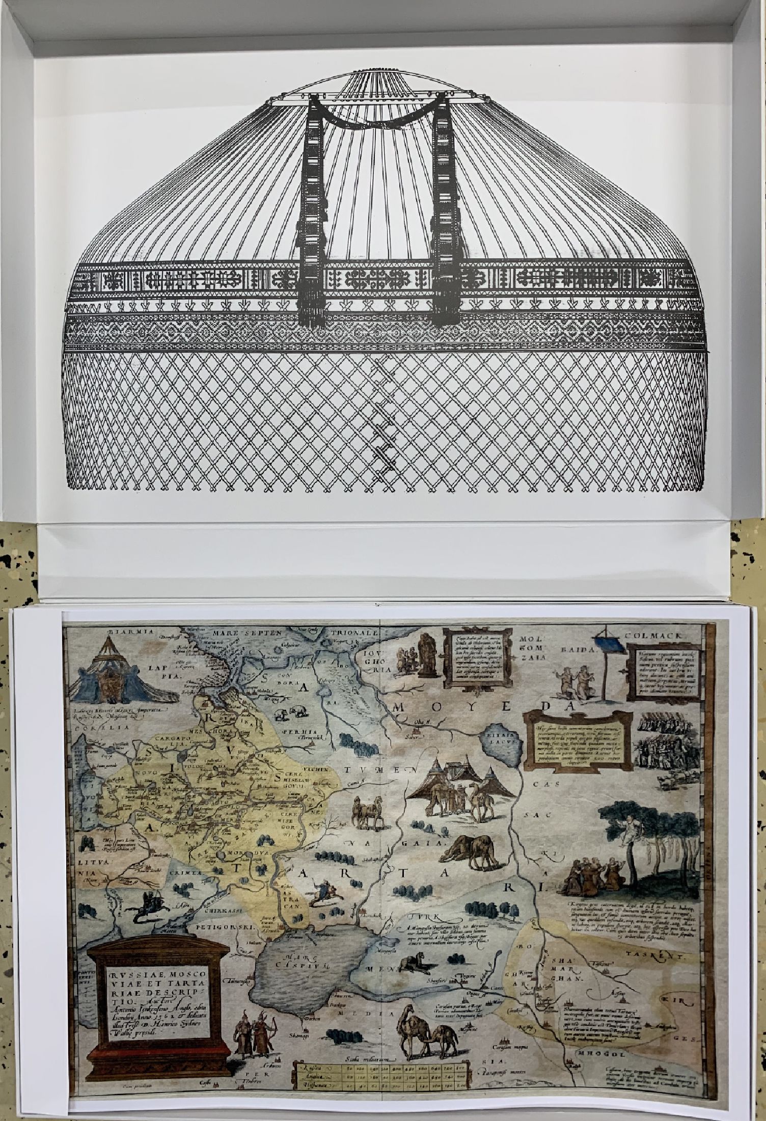 Detail a: Teppichbuch, Sketches from the Steppes, of Central Asia", Compiled by V.& A. Rautenstengel, in Original Box.