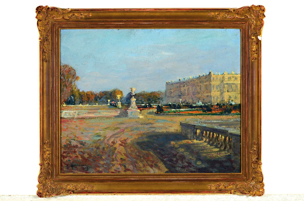 Detail k: Raymond Charmaison, 1876-1955, Im Park von Versailles, Öl/Lwd, links unten signiert und dat. 02, ca. 33x41cm, R. ca. 42x50cm