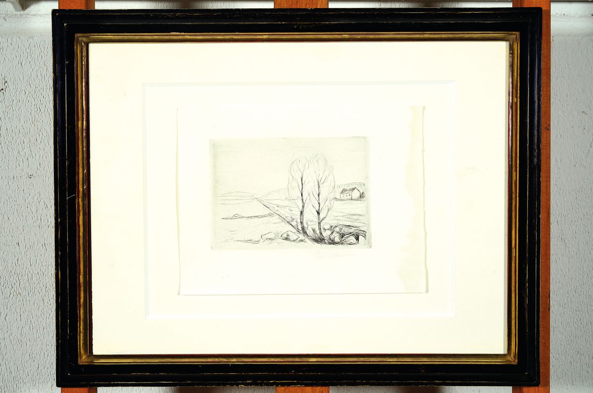 Detail k: Edvard Munch, 1863-1944, Norwegische Landschaft, Radierung von 1905, rechts unten handsign., ca. 10.5x15cm, WVZ Schiefler 268 II, Woll 298 III, PP, ...