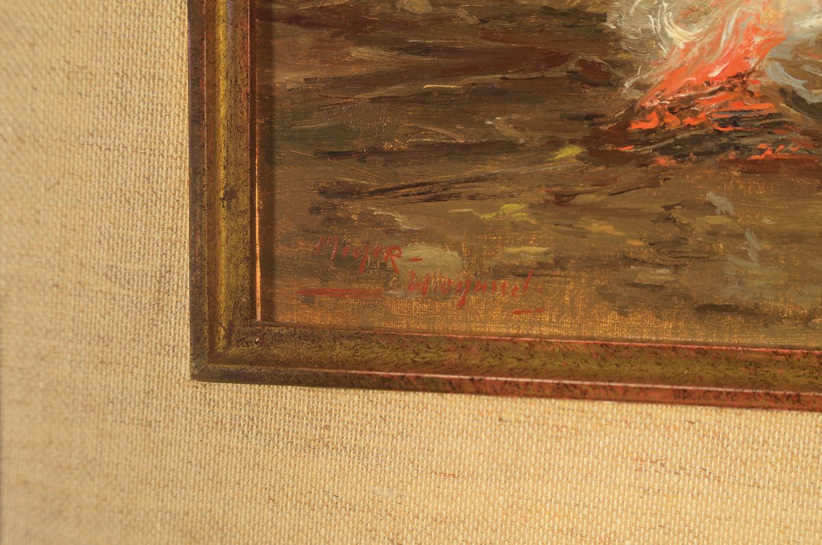 Detail a: Rolf-Dieter Meyer-Wiegand, 1929-2006, Bei der Kartoffelernte, Öl/Holz, links unten signiert, ca. 20x16cm, R. ca. 34x29cm