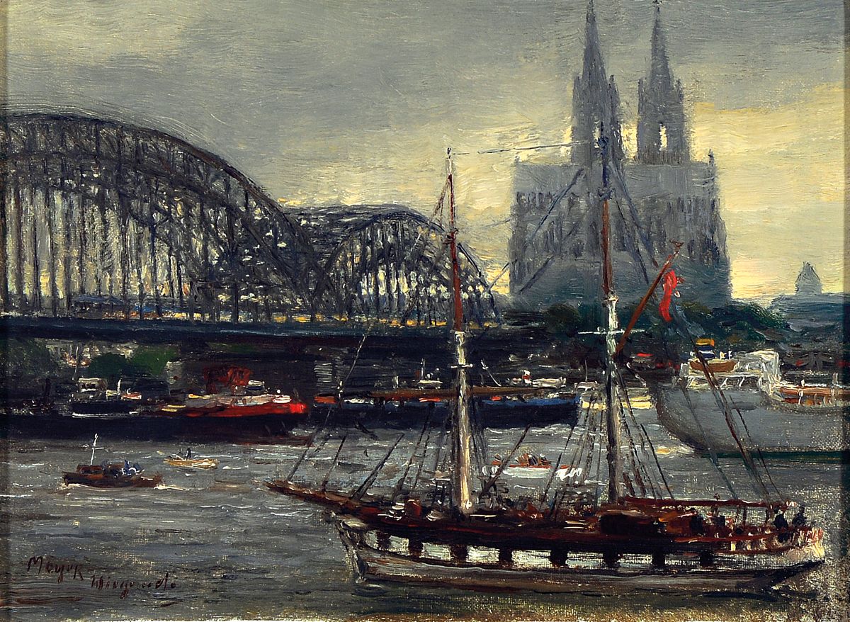 Rolf-Dieter Meyer-Wiegand, 1929-2006, Blick auf Köln und den Dom, Öl/Holz, links unten sign., ca. 15x20cm, R. ca. 30x35cm