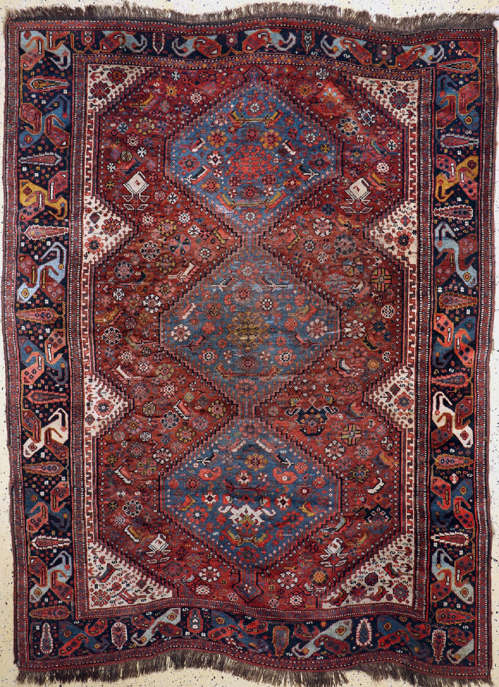 Antiker Khamseh, Persien, 19.Jhd, Wolle aufWolle, ca. 264 x 193 cm, EHZ: 4