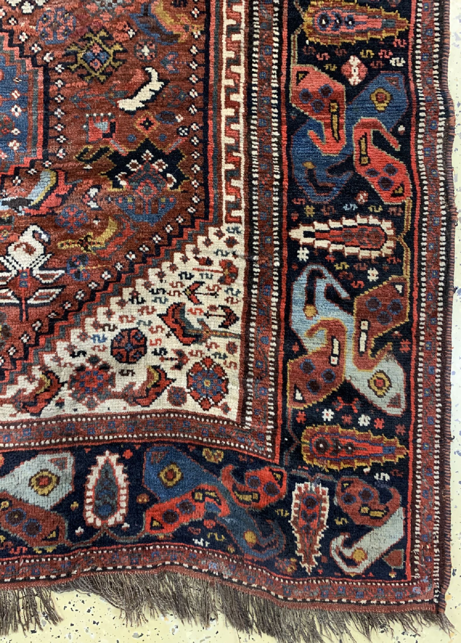 Detail a: Antiker Khamseh, Persien, 19.Jhd, Wolle aufWolle, ca. 264 x 193 cm, EHZ: 4