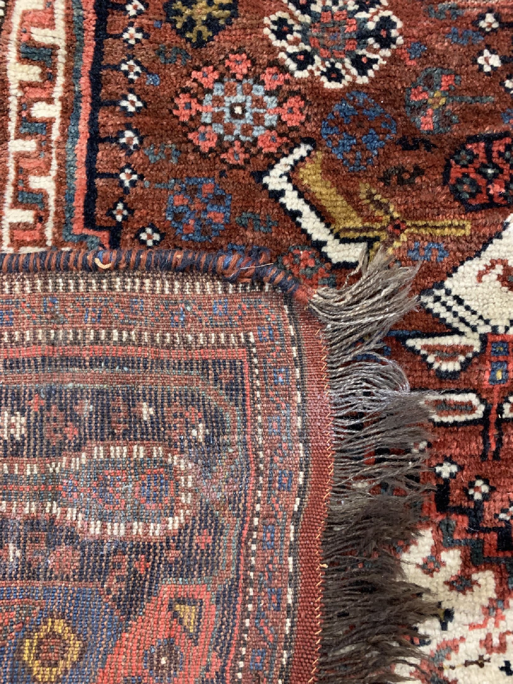 Detail e: Antiker Khamseh, Persien, 19.Jhd, Wolle aufWolle, ca. 264 x 193 cm, EHZ: 4