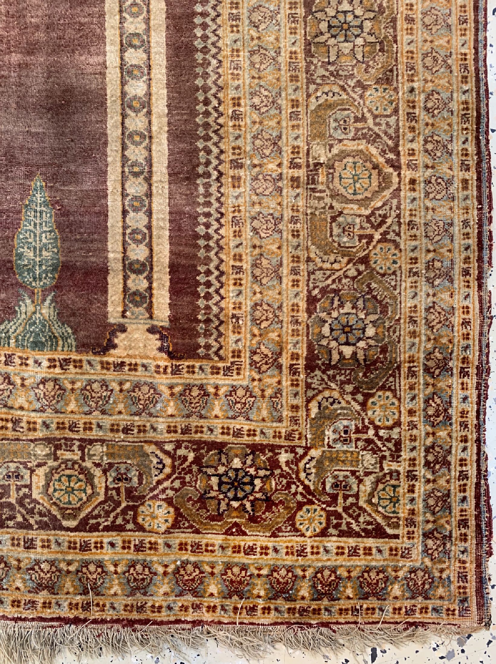 Detail a: Täbriz"Hadji-Jalili"Seide, Persien, 19.Jhd,reine Naturseide, ca. 165 x 117 cm, EHZ: 3-4