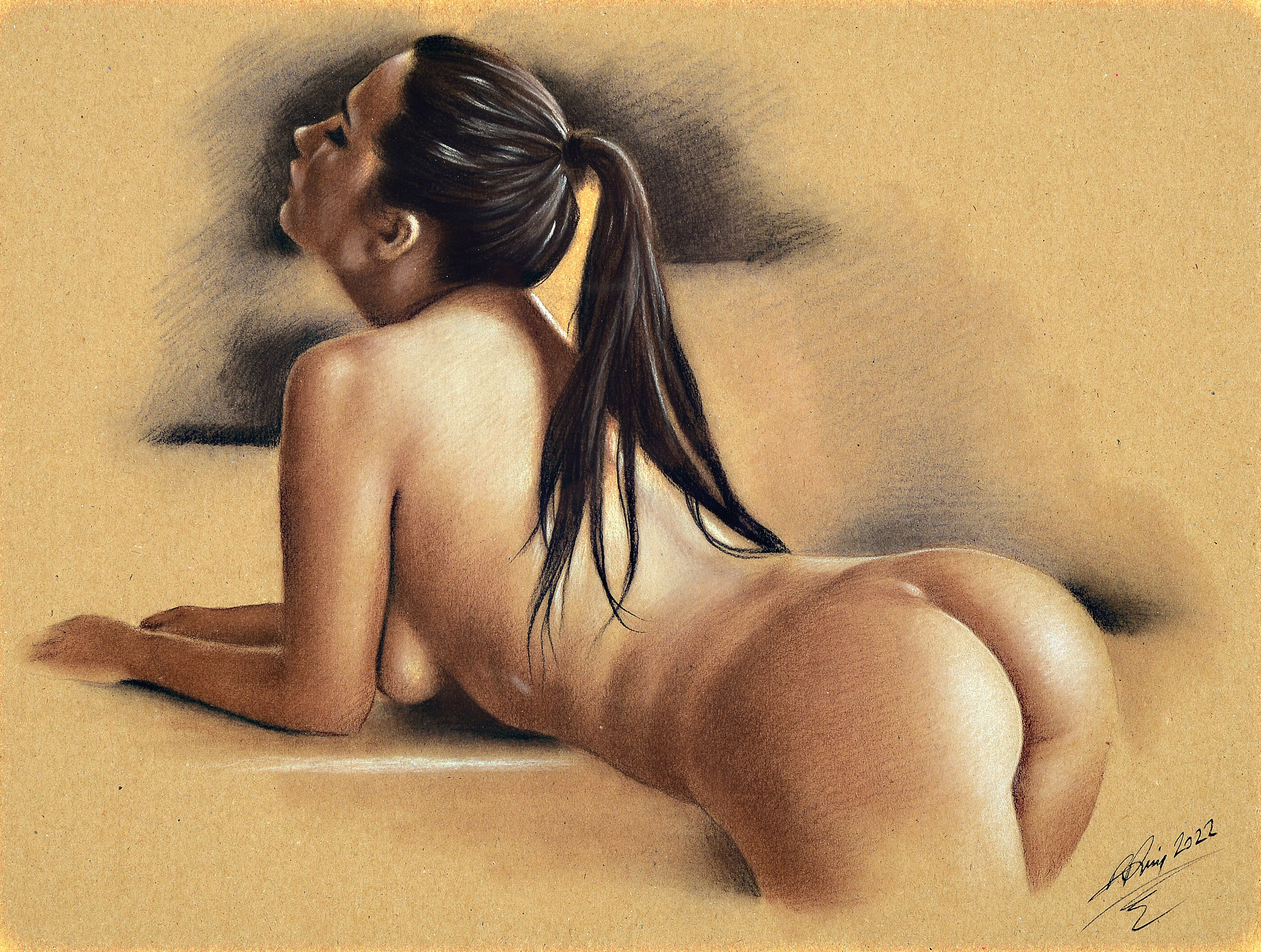 Denis Prenzel, geb. 1971, Konvolut aus 2 Akt-pastelle, handsign., dat., unter Glas gerahmt, je gesamt ca. 33x43 cm