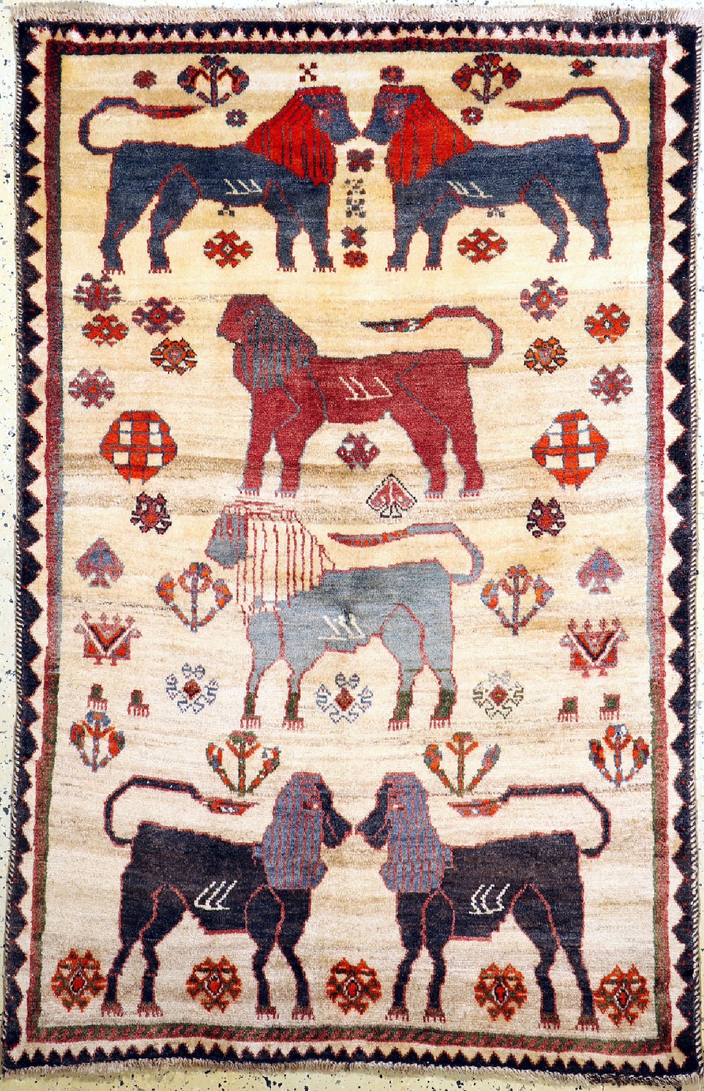 Gabbeh alt, Persien, um 1960, Wolle auf Wolle, ca. 192 x 125 cm, EHZ: 2