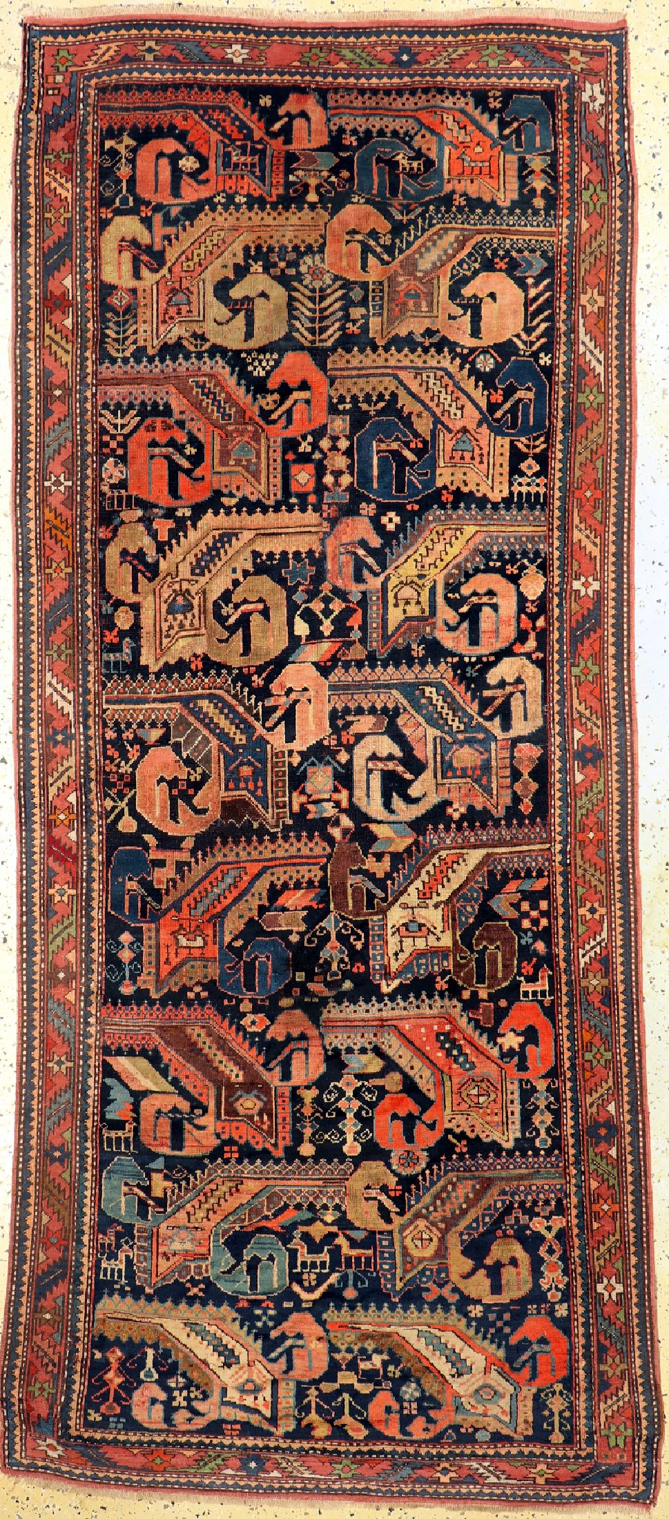 Antiker Gorades, Kaukasus, 19.Jhd, Wolle auf Wolle, ca. 271 x 120 cm, EHZ: 3, (großflächig restauriert)