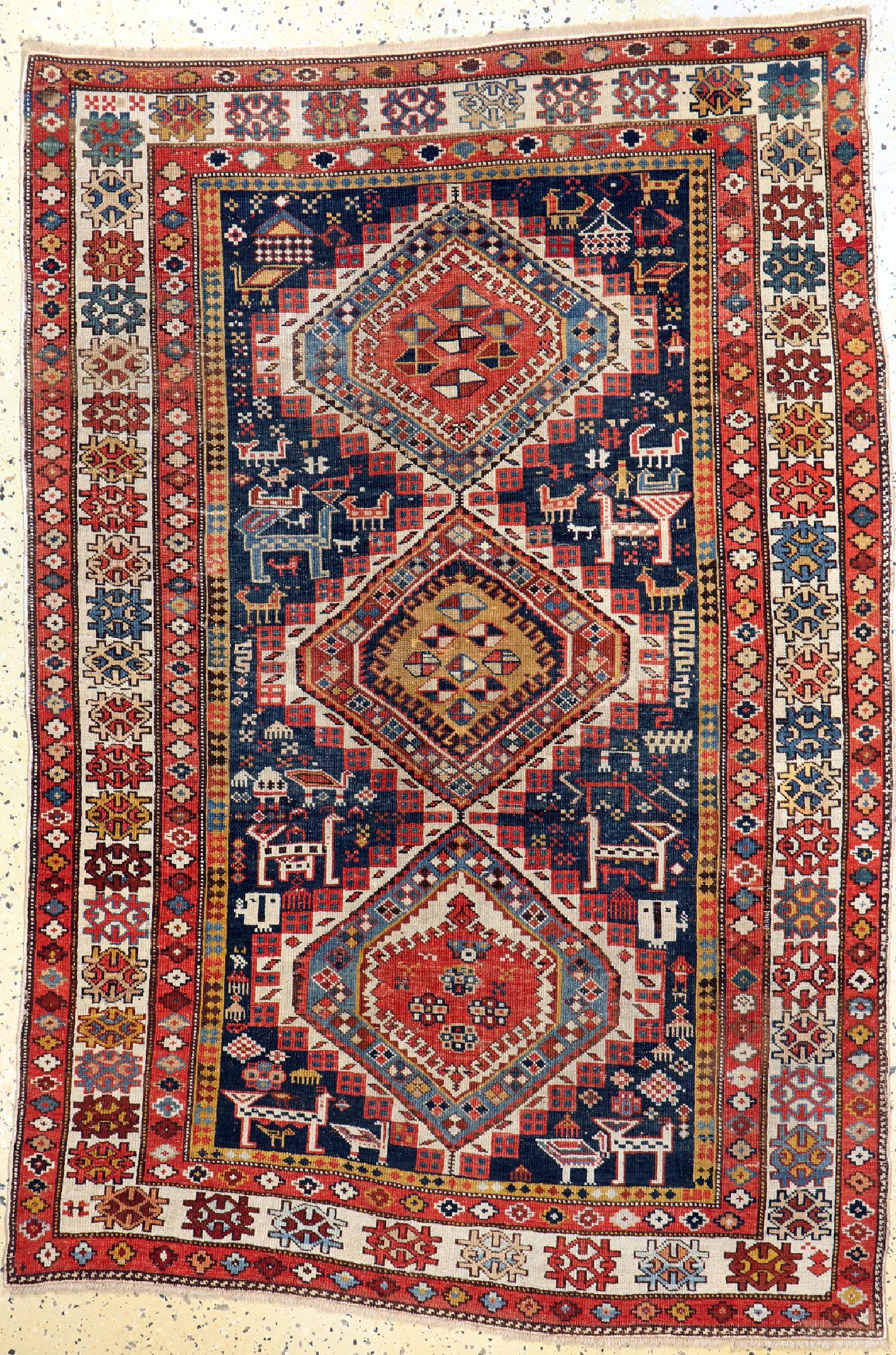 Antiker Schirwan, Kaukasus, 19.Jhd, Wolle auf Wolle, ca. 175 x 117 cm, EHZ: 3