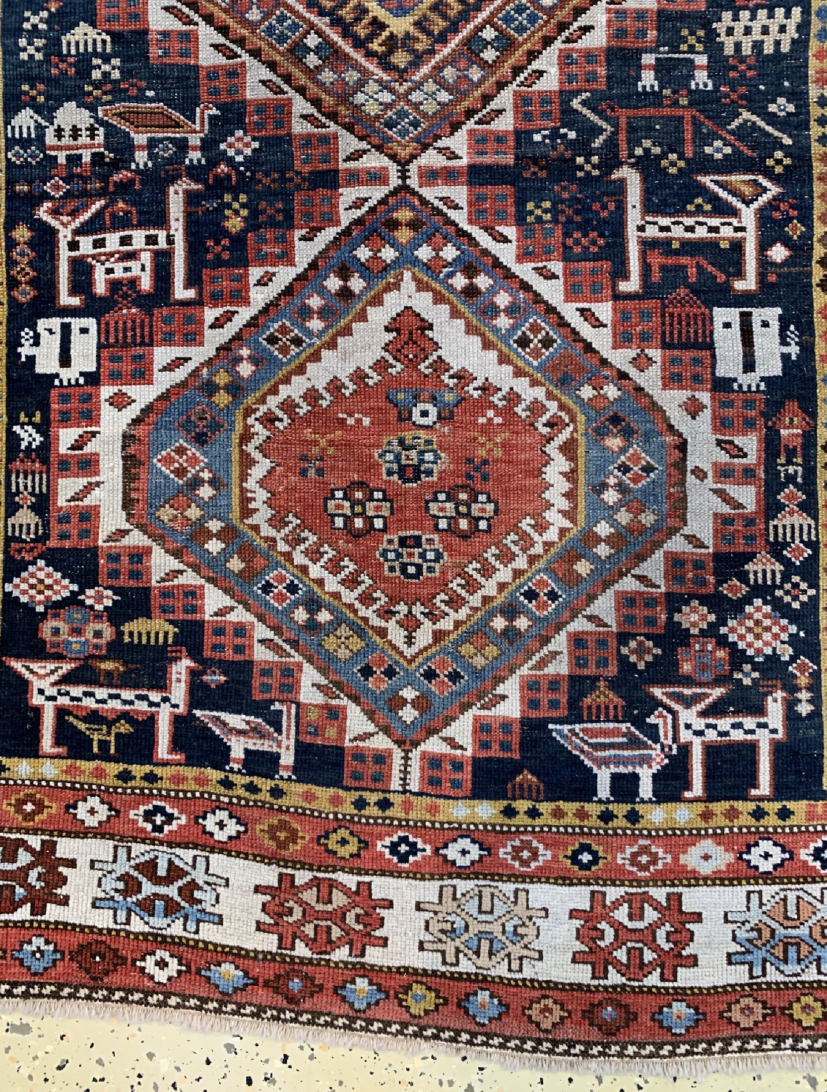 Detail b: Antiker Schirwan, Kaukasus, 19.Jhd, Wolle auf Wolle, ca. 175 x 117 cm, EHZ: 3