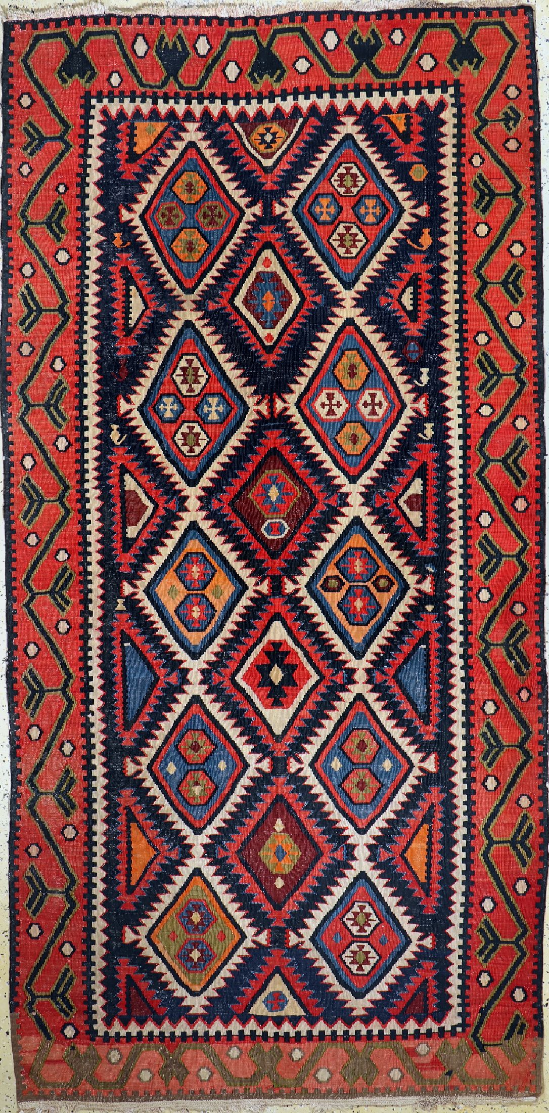 Shahsawan Kelim, Persien, um 1940, Wolle auf Baumwolle, ca. 310 x 154 cm, EHZ: 2