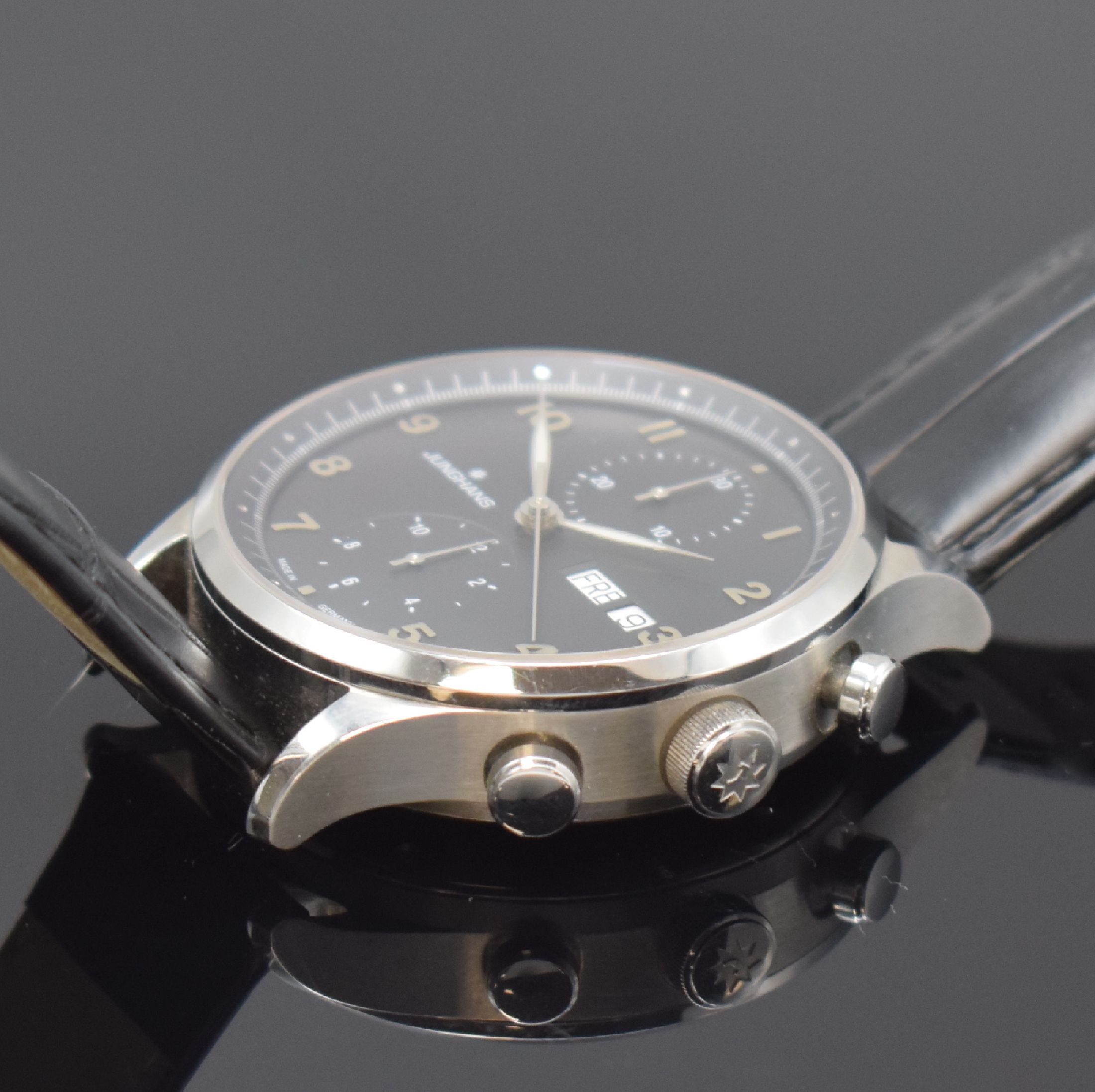 Detail c: JUNGHANS Attache Chronoscope Herrenchronograph in Stahl Referenz 027/4552, Deutschland um 2010, Automatik, beids. vergl. Geh., Boden 5-fach verschr., ...