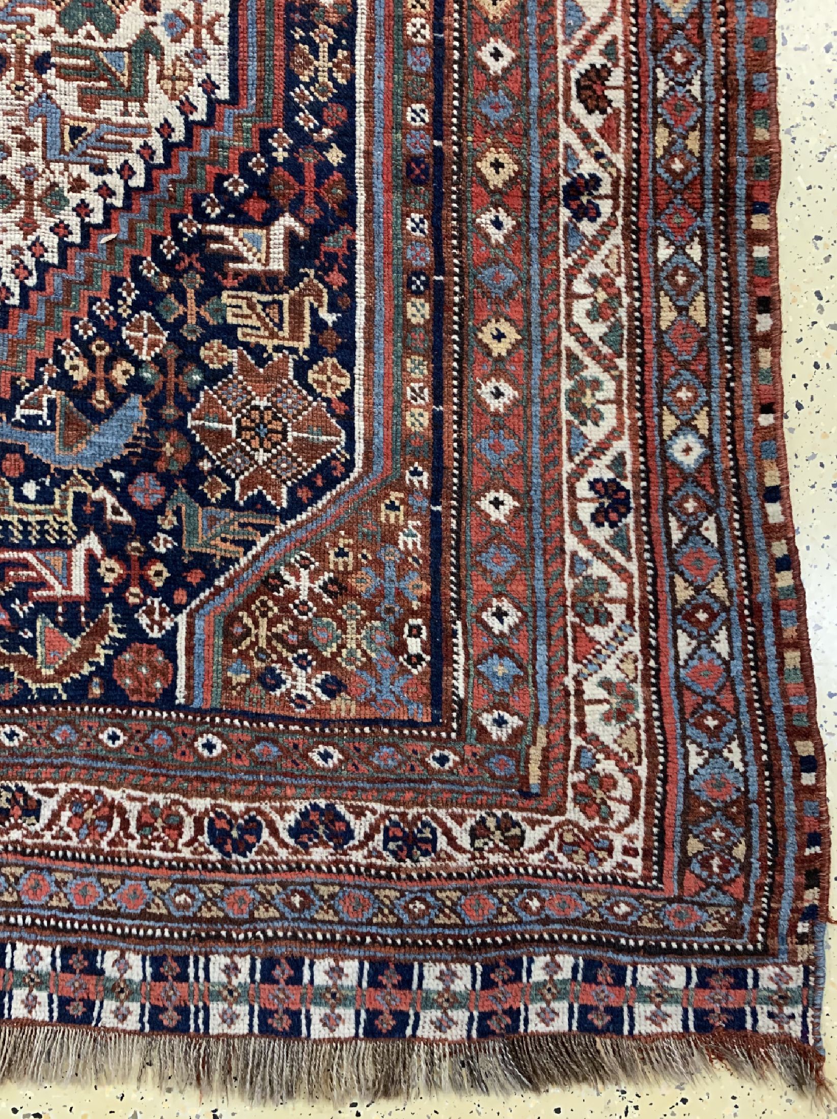 Detail a: Antiker Khamseh, Persien, 19.Jhd, Wolle aufWolle, ca. 288 x 155 cm, EHZ: 3
