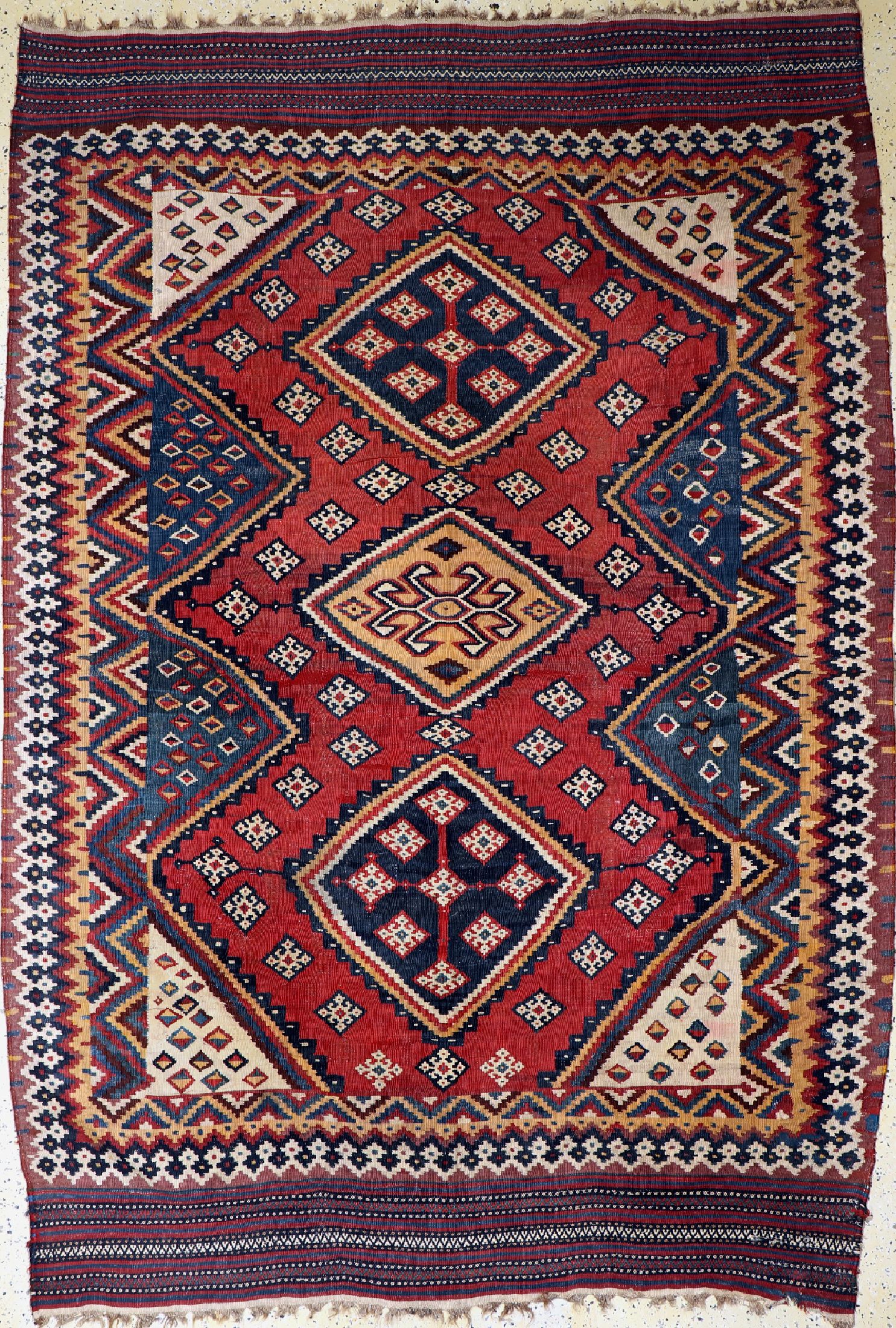Ghaschgai Kelim antik, Persien, um 1900, Wolle auf Wolle, ca. 275 x 186 cm, EHZ: 4