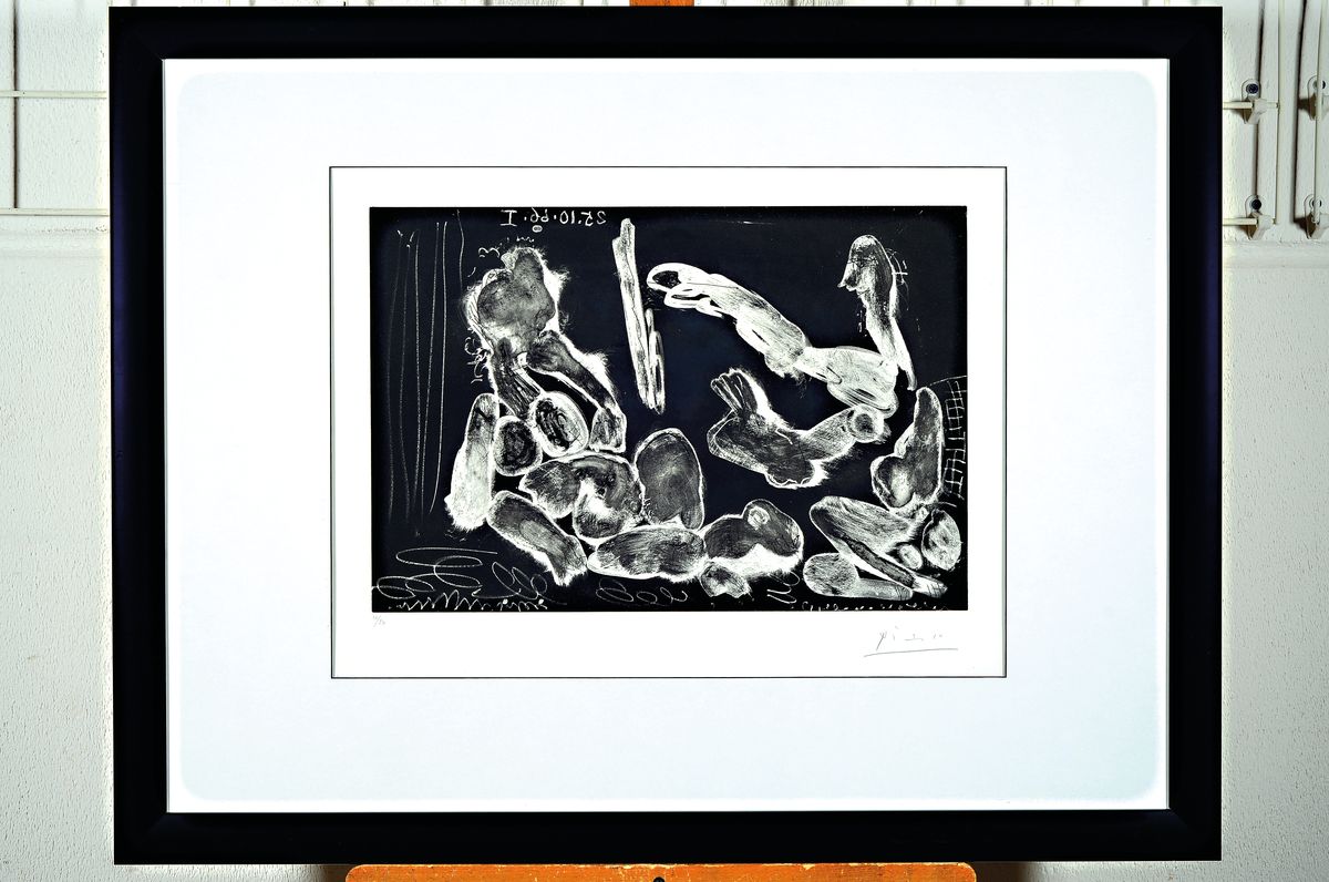 Pablo Picasso, 1881-1973, Titel:Peintre et Modele (aus der Suite 347, "Dans Atelier", Aquatinta-Kaltnadelradierung auf BFK Rived Papier mit ...