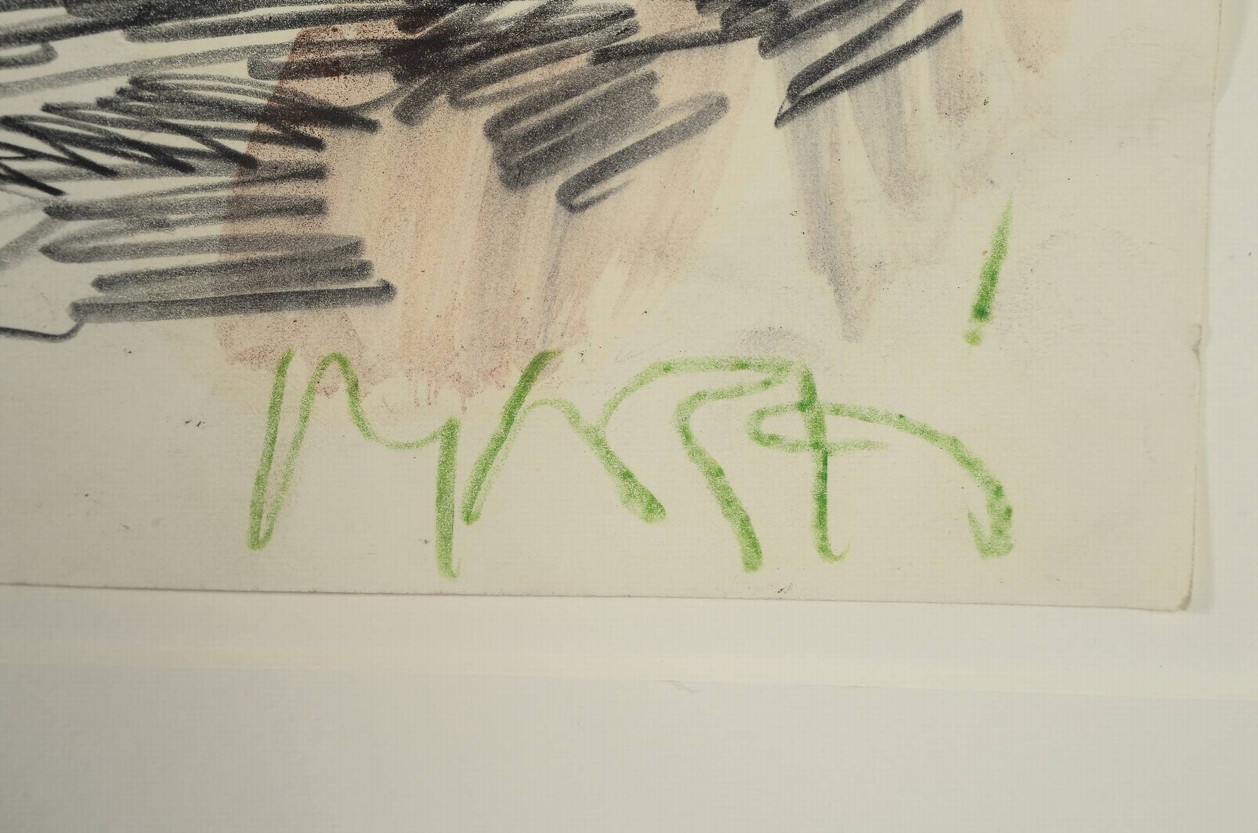 Detail a: Markus Lüpertz. geb. 1941, Aquarell, farbigeKreide und Bleistift auf Papier, unten rechts mit grüner Kreide mit "Markus", handsign., aus ...
