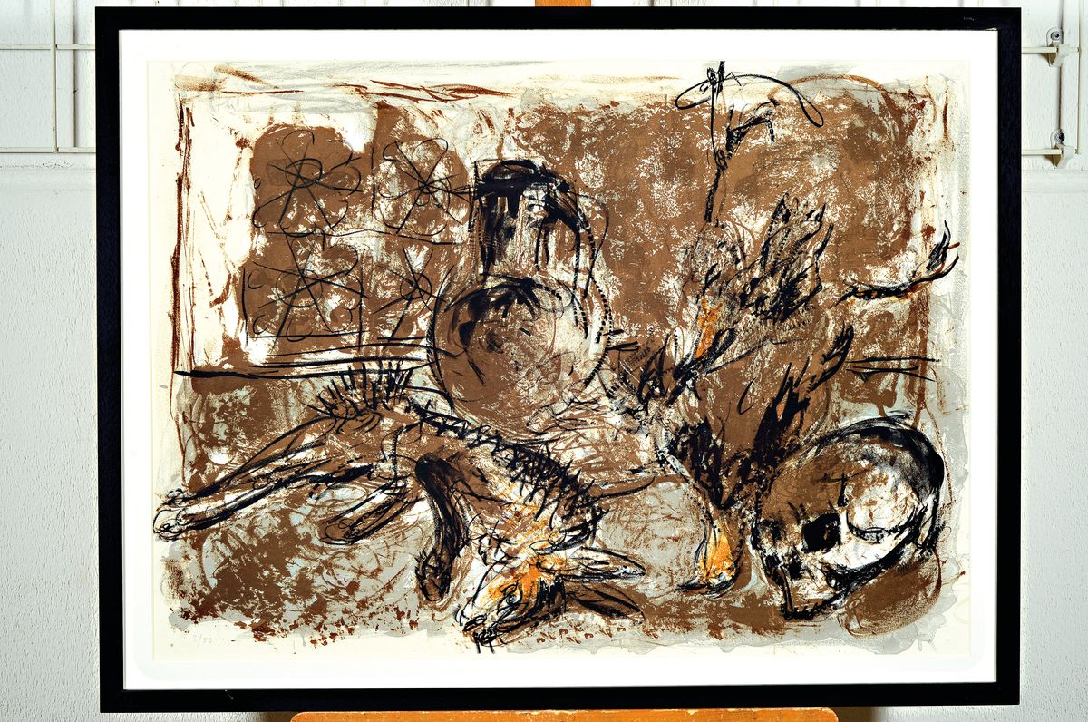 Markus Lüpertz, geb. 1941, Farblithografie auf dickem Arches Büttenpapier (mit Wasserzeichen), Auflage 50+5 HC- Exemplare, num.2/50, Herausgeber ...