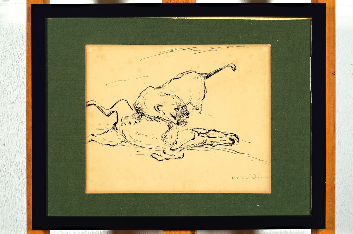 Detail k: Otto Dill,1884-1957 Bad Dürkheim, Tuschezeichnung auf Papier, unten rechts mit Bleistift handsign., Blatt ca. 24x27cm, gesamt ca. 43x33 cm