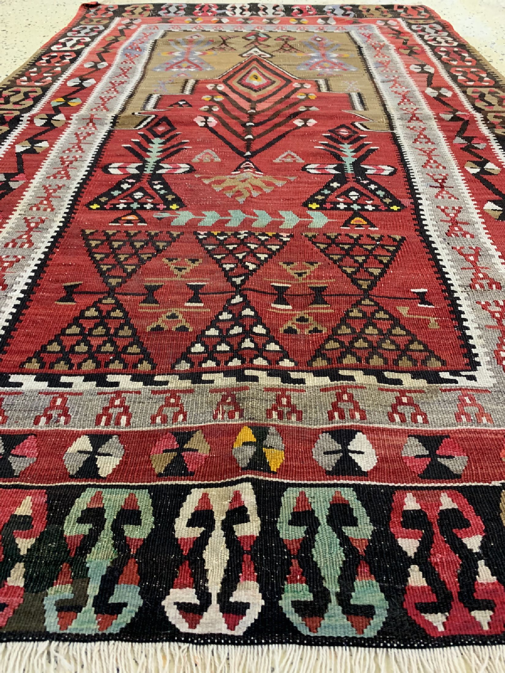 Detail d: Anatol Kelim, Türkei, um 1950, Wolle auf Wolle, ca. 166 x 104 cm, EHZ: 2-3