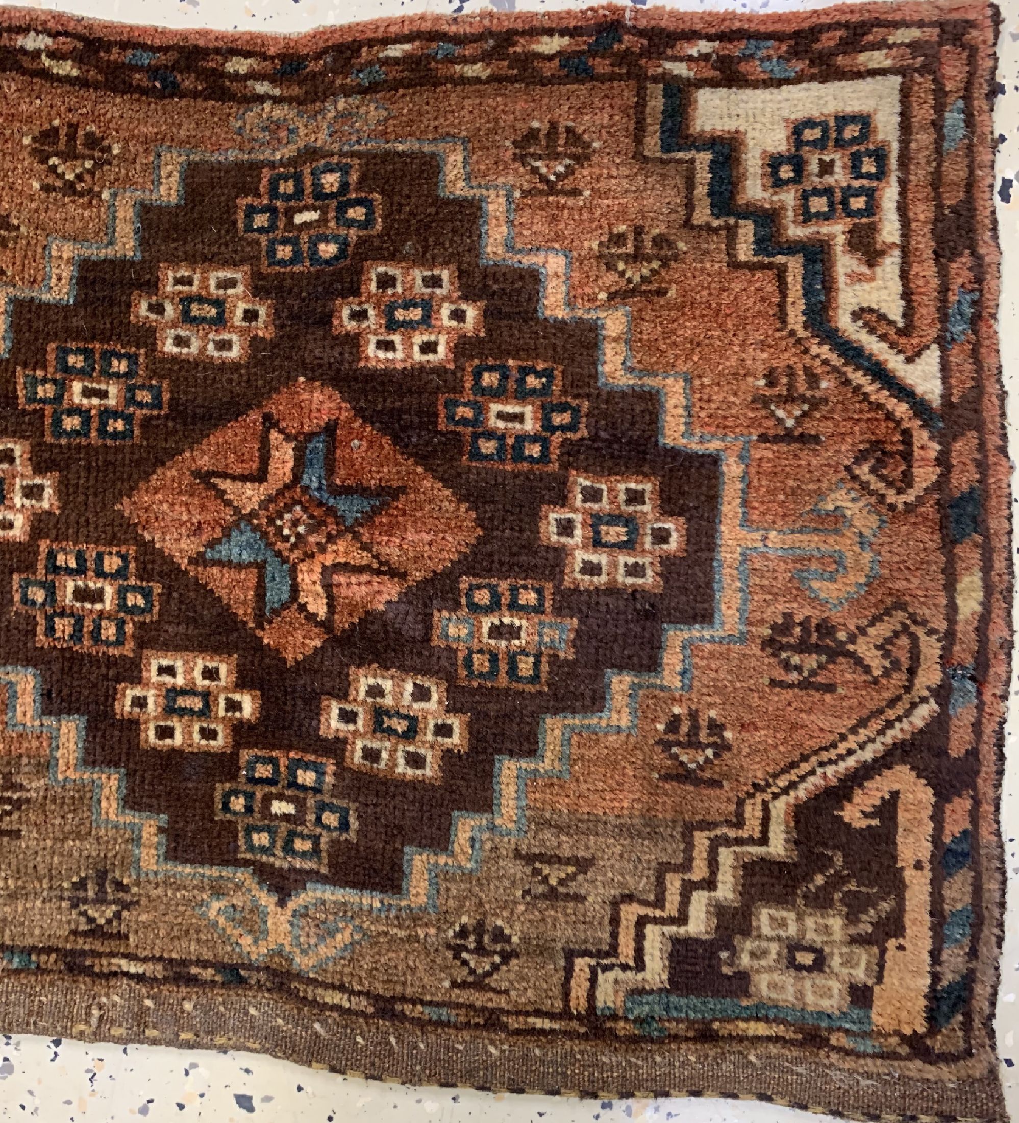 Detail a: Antiker Tschaudor Torba, Turkmenistan, 19.Jhd, Wolle auf Wolle, ca. 160 x 43 cm, EHZ:3