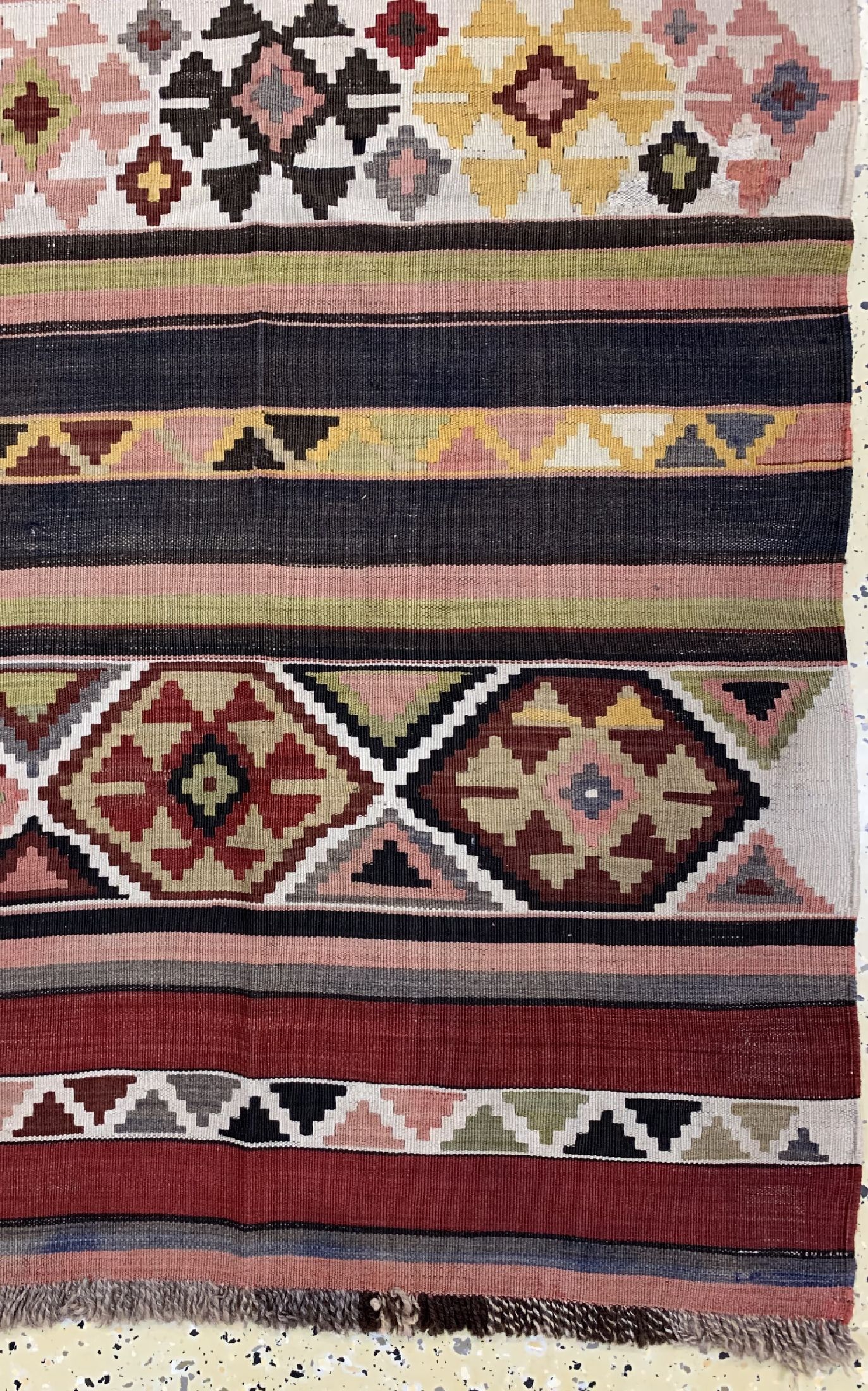 Detail a: Antiker Anatol Kelim, Türkei, um 1900, Wolle auf Wolle, ca. 292 x 150 cm, verfärbt, EHZ: 2(Restauriert)