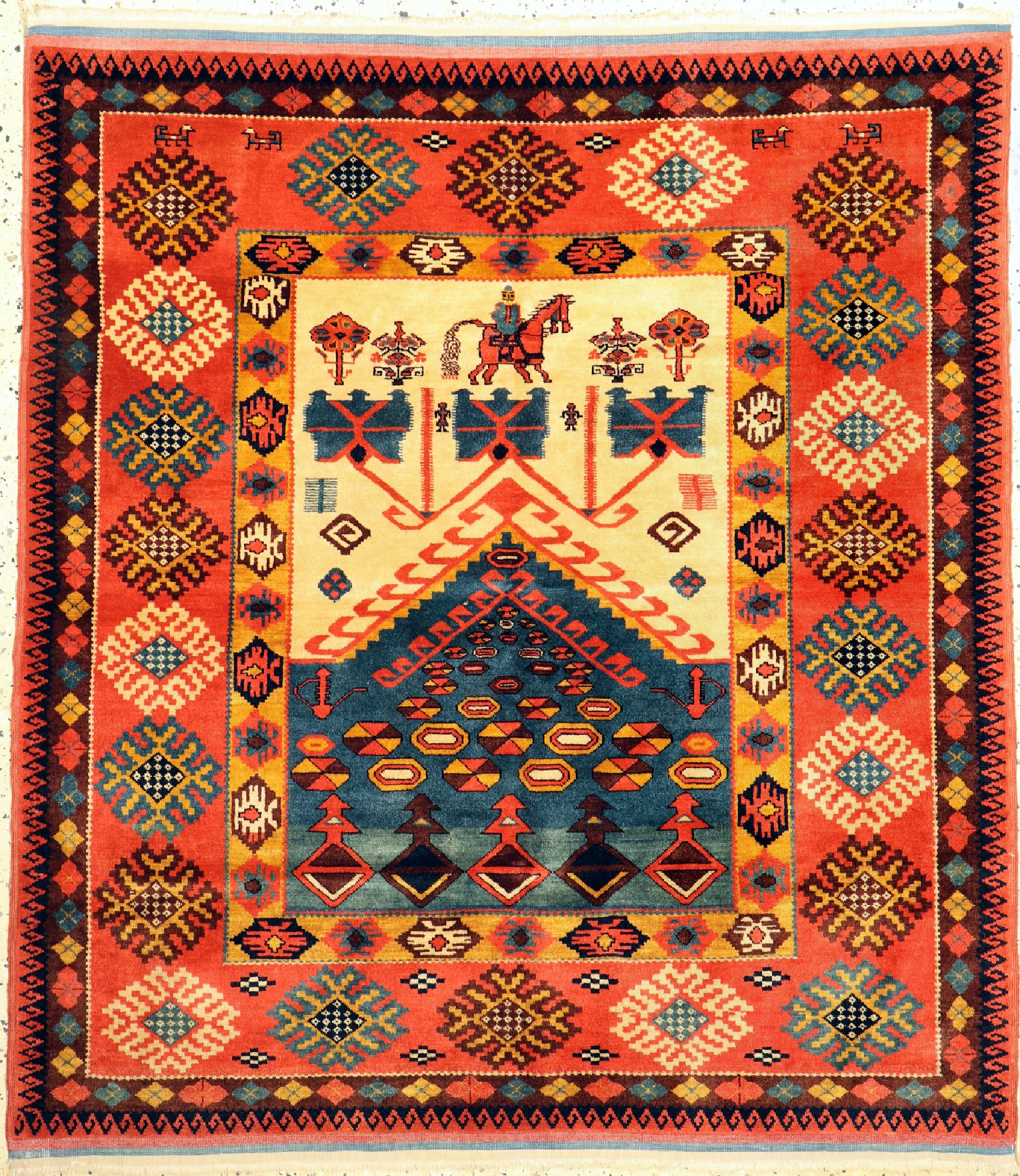 Milas fein, Türkei, ca. 50 Jahre, Wolle aufWolle, ca. 150 x 130 cm, EHZ: 2